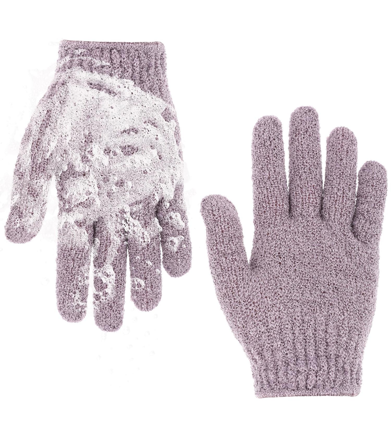 Sibba Exfoliating Gloves - Natural Loofah Bathing Gloves for Body and Face - Double Sided Shower Body Gloves - Dead Skin Remover - Purple - Buy Online on SooperMarket.com