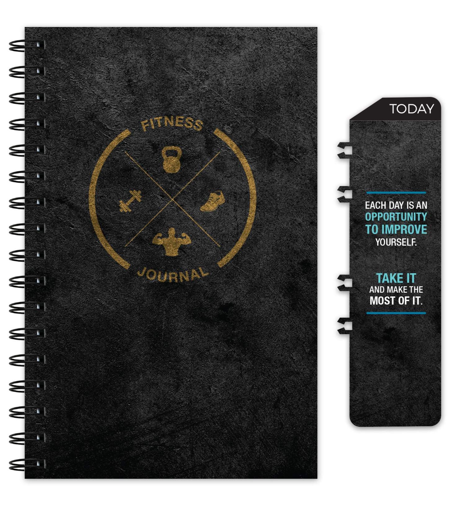 Global Printed Fitness Journal & Nutrition Planner with Clip-in Bookmark, Sturdy Binding, Thick Pages & Laminated Cover (Black & Gold) - Buy Online on SooperMarket.com