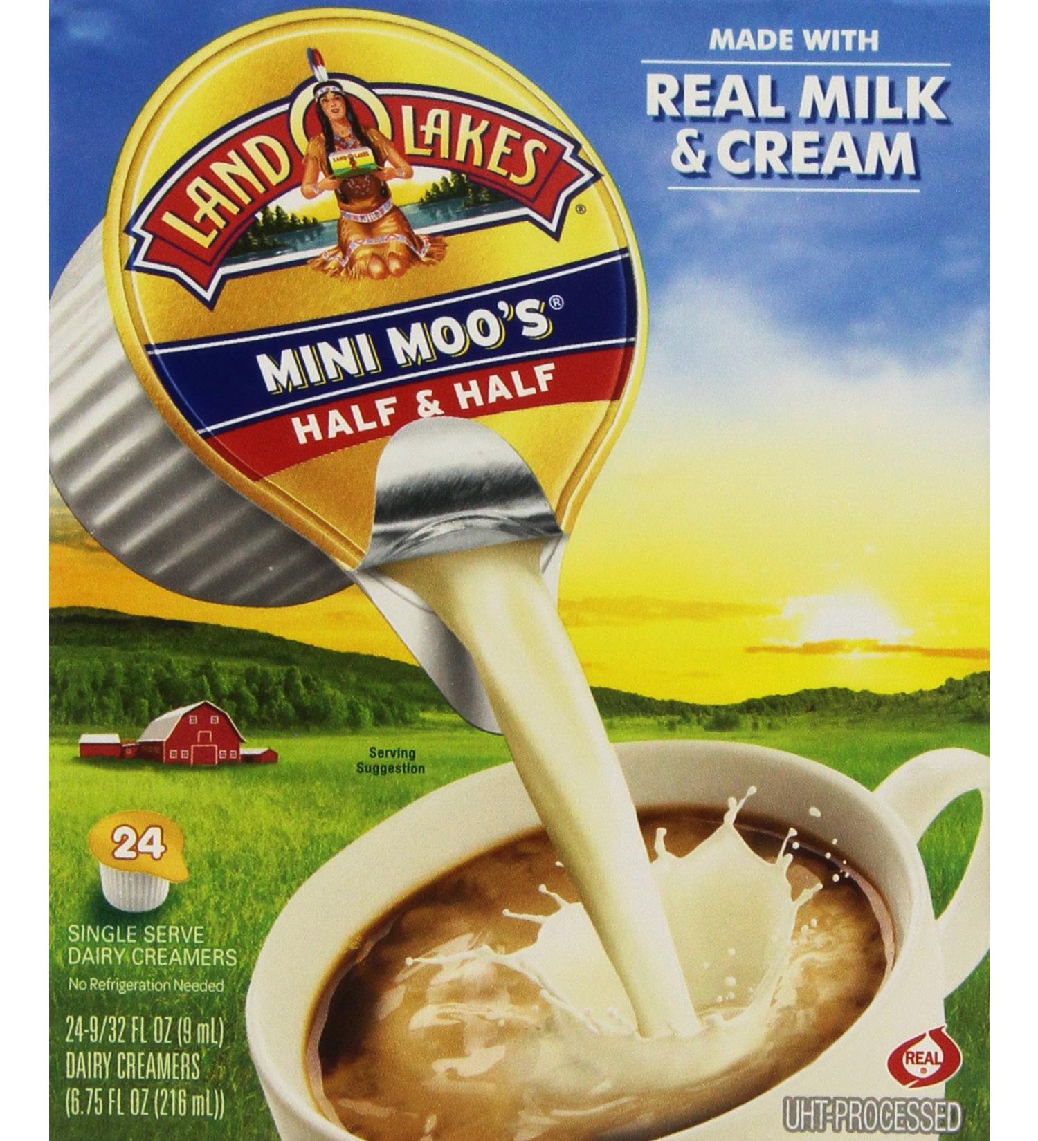 Land O' Lakes Mini-Moo's Half & Half - 48 Individual Cups (2 Boxes x 24 ct) | Convenient for Coffee & Tea - Buy Online on SooperMarket.com
