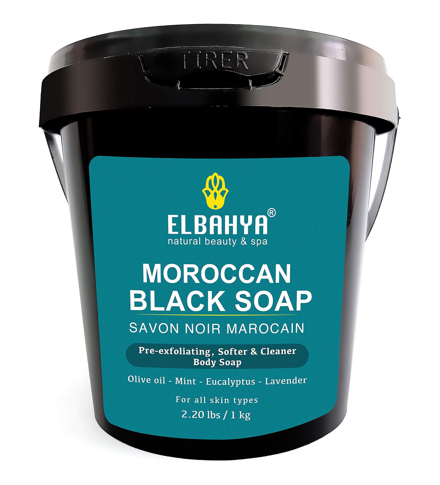 Elbahya Moroccan Black Soap with Eucalyptus and Olive 2.20 lbs/1kg - Authentic Hammam Experience - Buy Online on SooperMarket.com