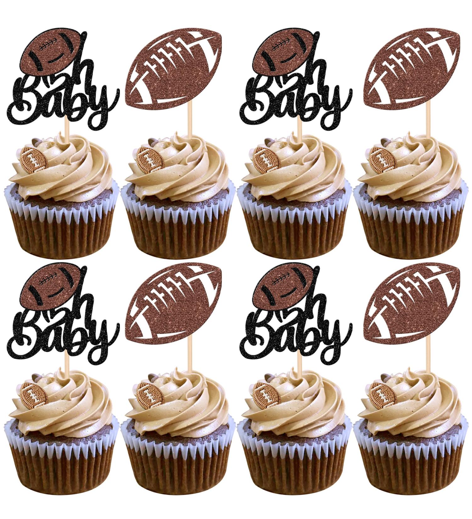 24 Pack Oh Baby American Football Cupcake Toppers Glitter Rugby Ball Oh Baby Cupcake Picks for Super Rugby Sports Theme Baby Shower Kids Birthday Party Cake Decorations Brown 1-oh Baby - Buy Online on SooperMarket.com