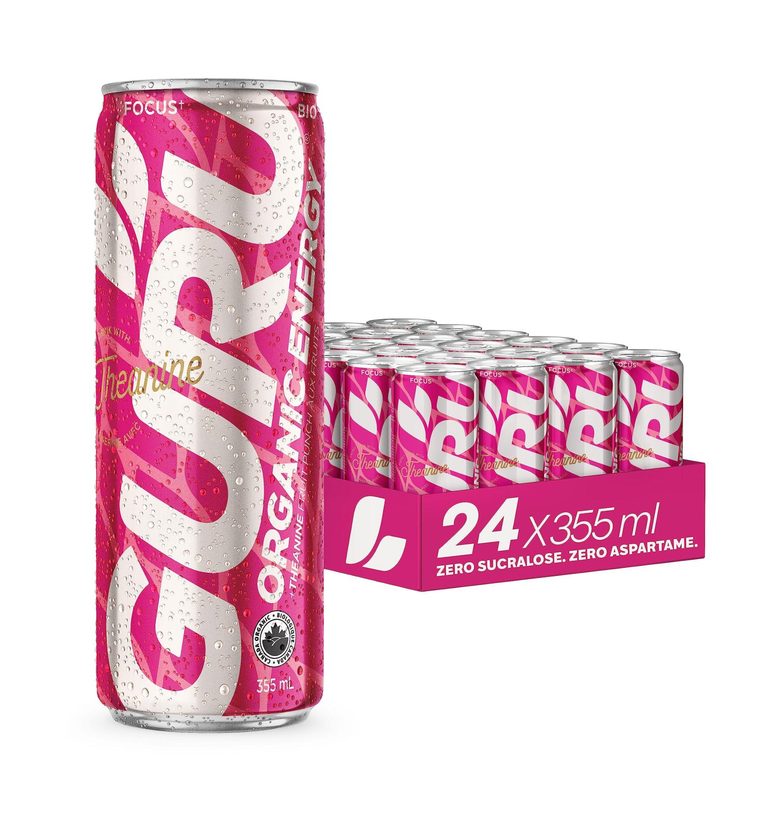 GURU Organic Energy Drink - New Theanine Fruit Punch - Power Up your Mind - Healthy Energy - Plant Based ingredients - Low Sugar - Only 50 calories - The ultimate Brain Booster - 355 ml (Pack of 24) - Buy Online on SooperMarket.com