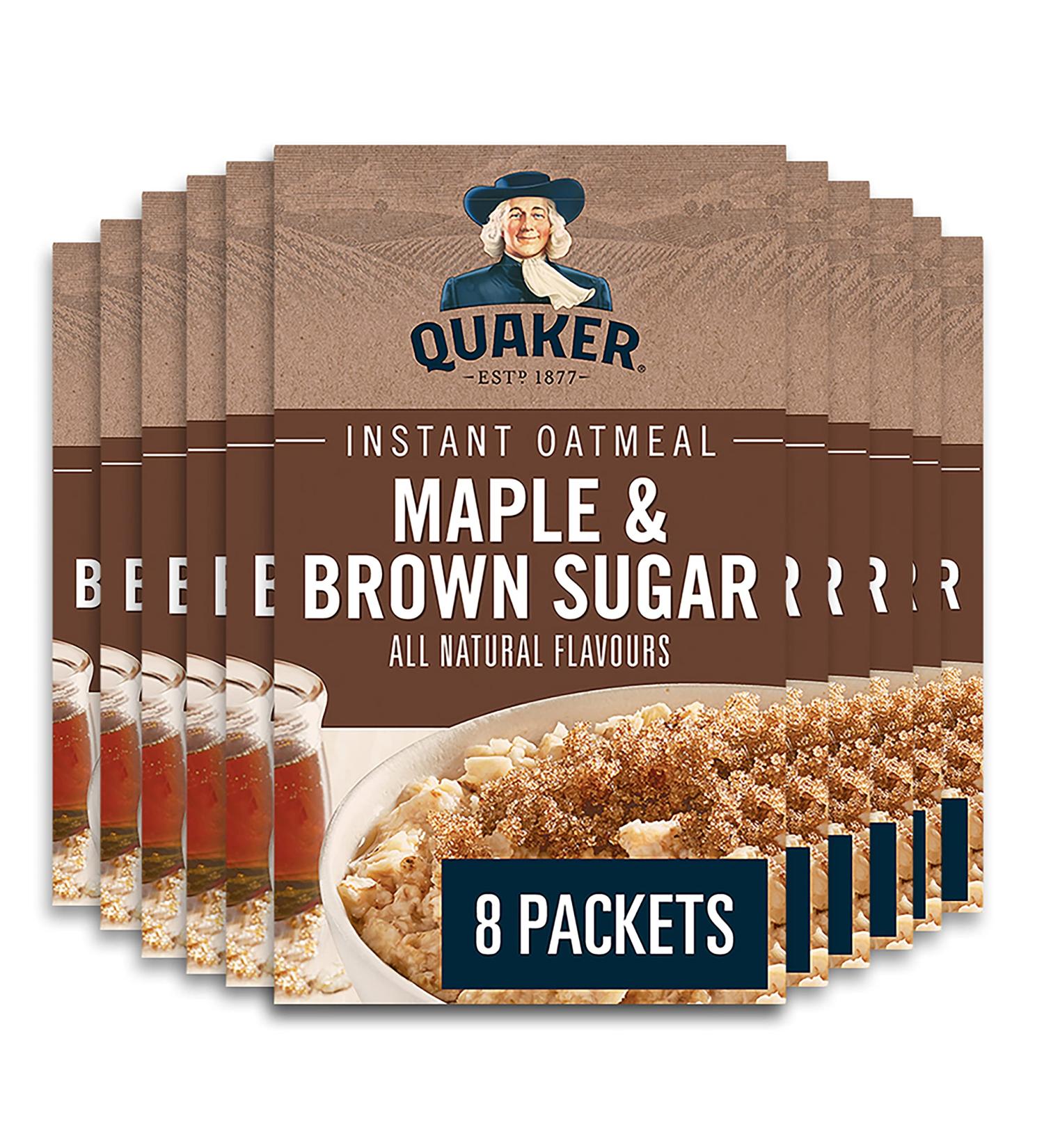 Quaker Maple & Brown Sugar Flavour Instant Oatmeal Multi-Pack 8 Packets 344g (Pack of 12) - Buy Online on SooperMarket.com