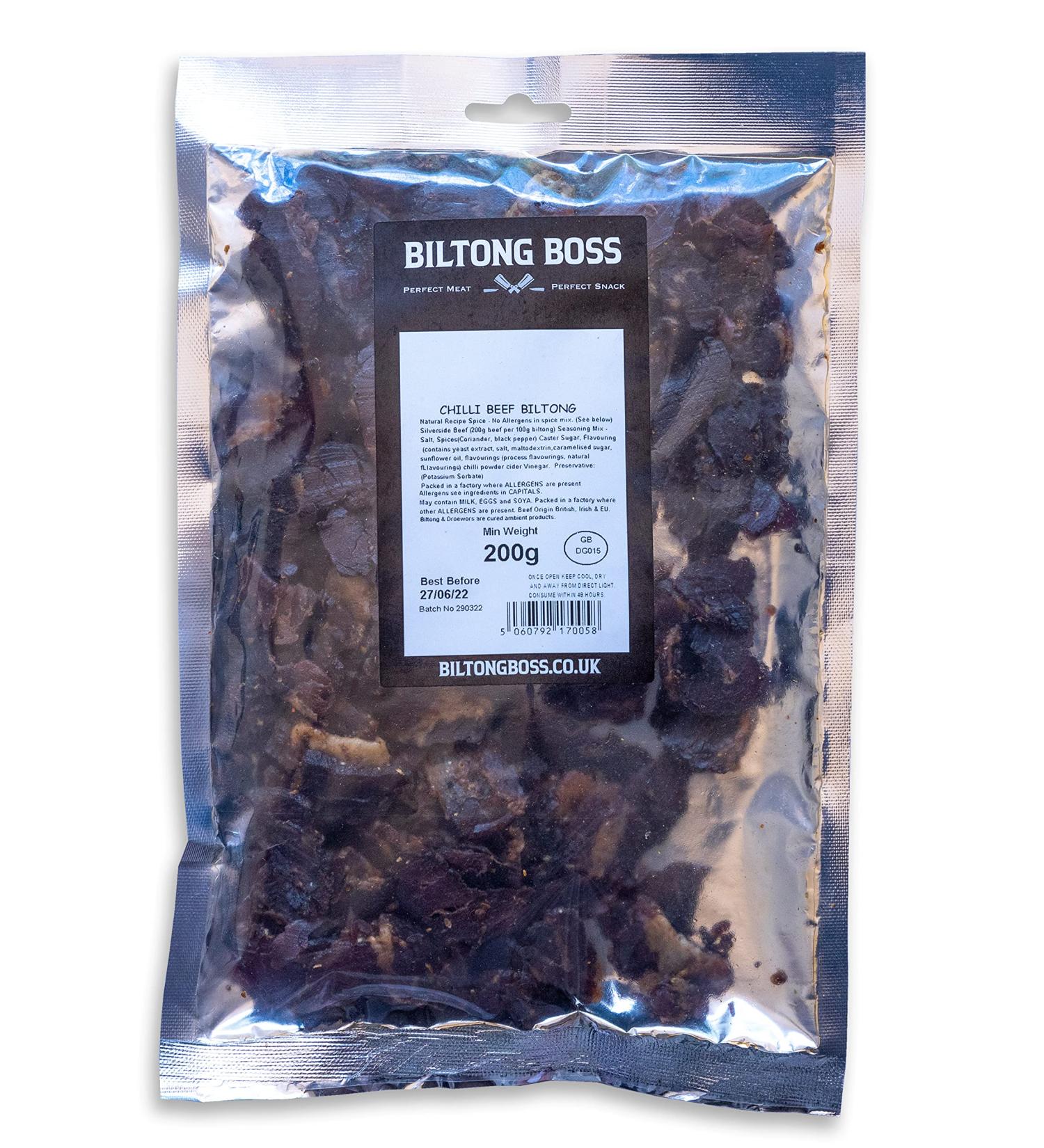 Biltong Boss Chilli Beef: Premium High Protein Snack, Gluten-Free & Keto Friendly 200g - Buy Online on SooperMarket.com