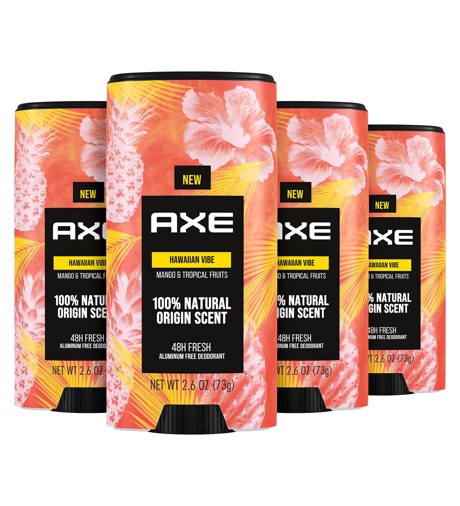 AXE Hawaiian Vibe Men's Aluminum-Free Deodorant Stick 2.6 oz, 4-Pack - 100% Natural Scent & Essential Oils - Buy Online on SooperMarket.com