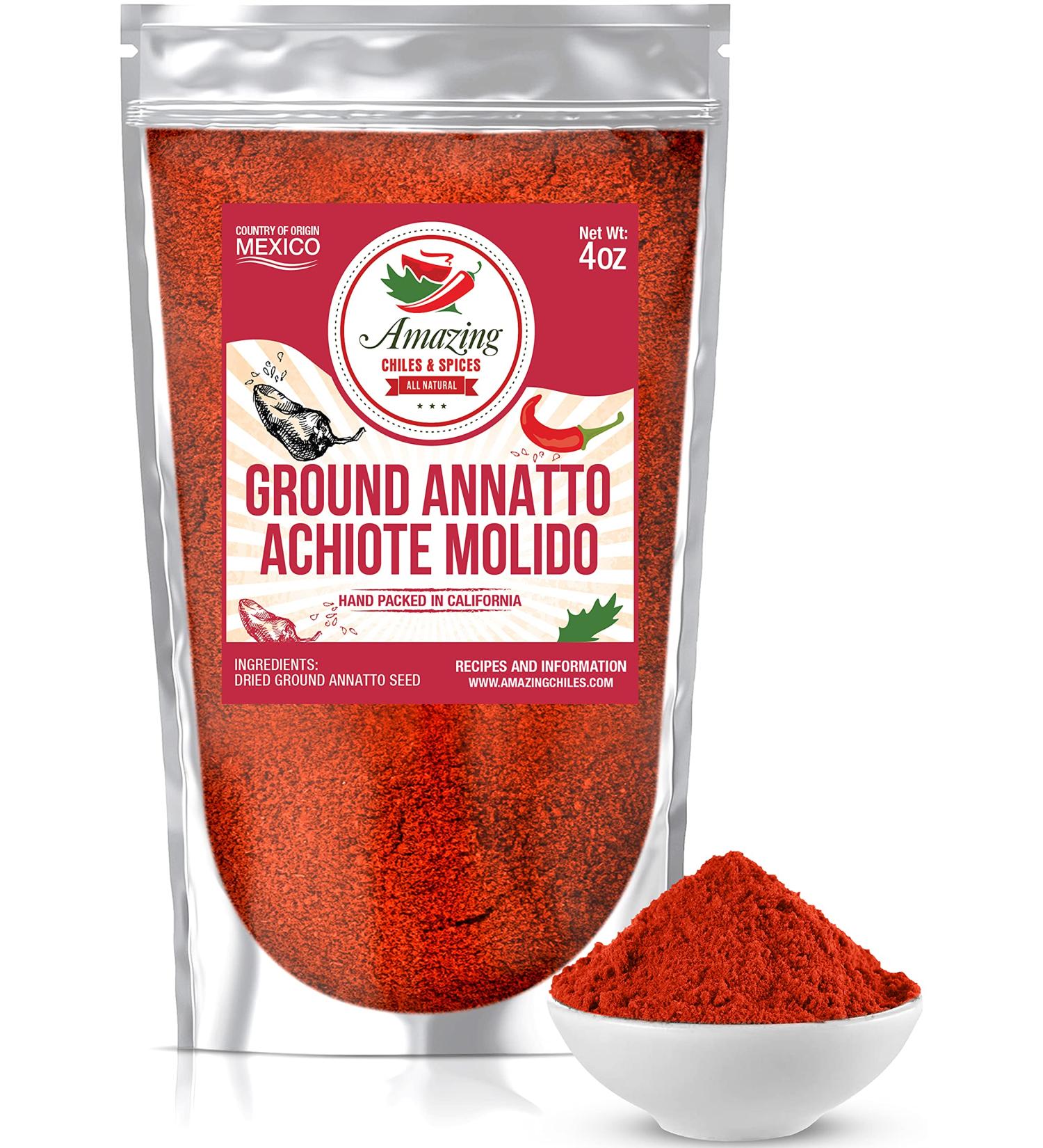4oz Achiote Powder - Ground Annatto Seeds for Color and Flavor in Mexican Recipes - Pack of 1 - Buy Online on SooperMarket.com