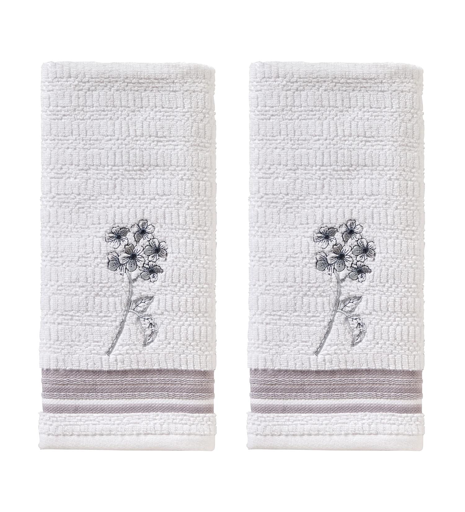 SKL Home Timeless Leaves Hand Towel 2-Pack - White Hand Towel Set - Buy Online on SooperMarket.com