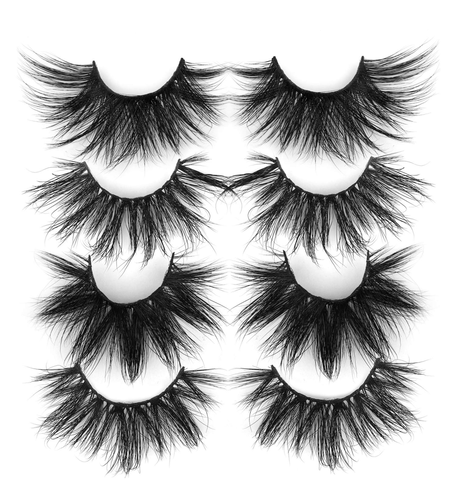 Wiwoseo 25MM Real Mink Eyelashes - 4 Styles Fluffy Thick Dramatic False Lashes - Buy Online on SooperMarket.com