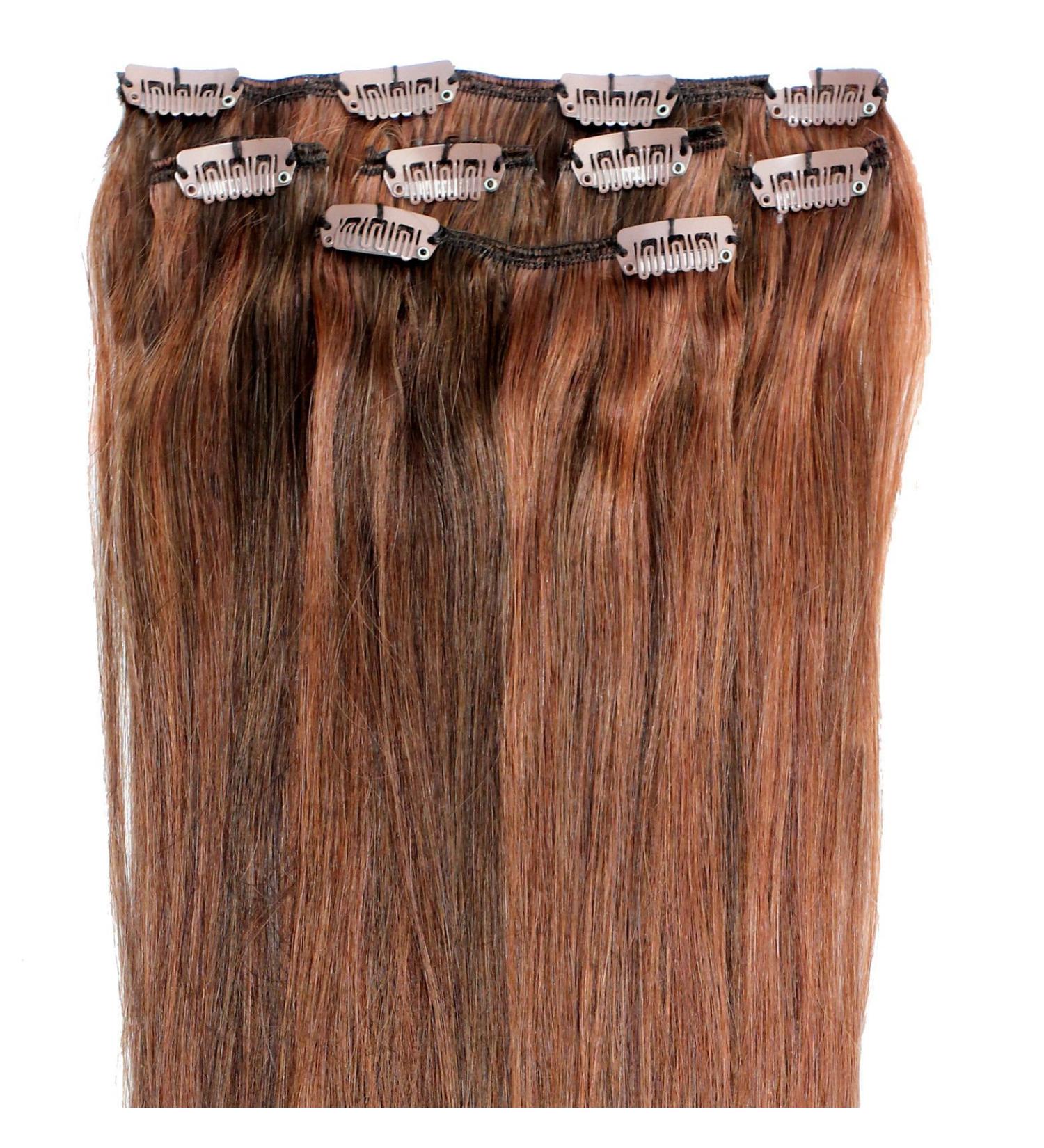 Forever Young Clip In Remy Human Hair Extensions Half Head 40g 18" Length Auburn Red #33