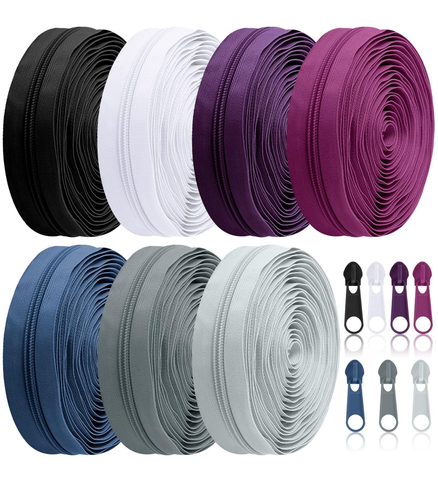 35 Yards/7 Assorted Colors Nylon Coil Zippers with 70 Zipper Sliders - DIY Sewing Craft Supplies - Cold Colors - Buy Online on SooperMarket.com