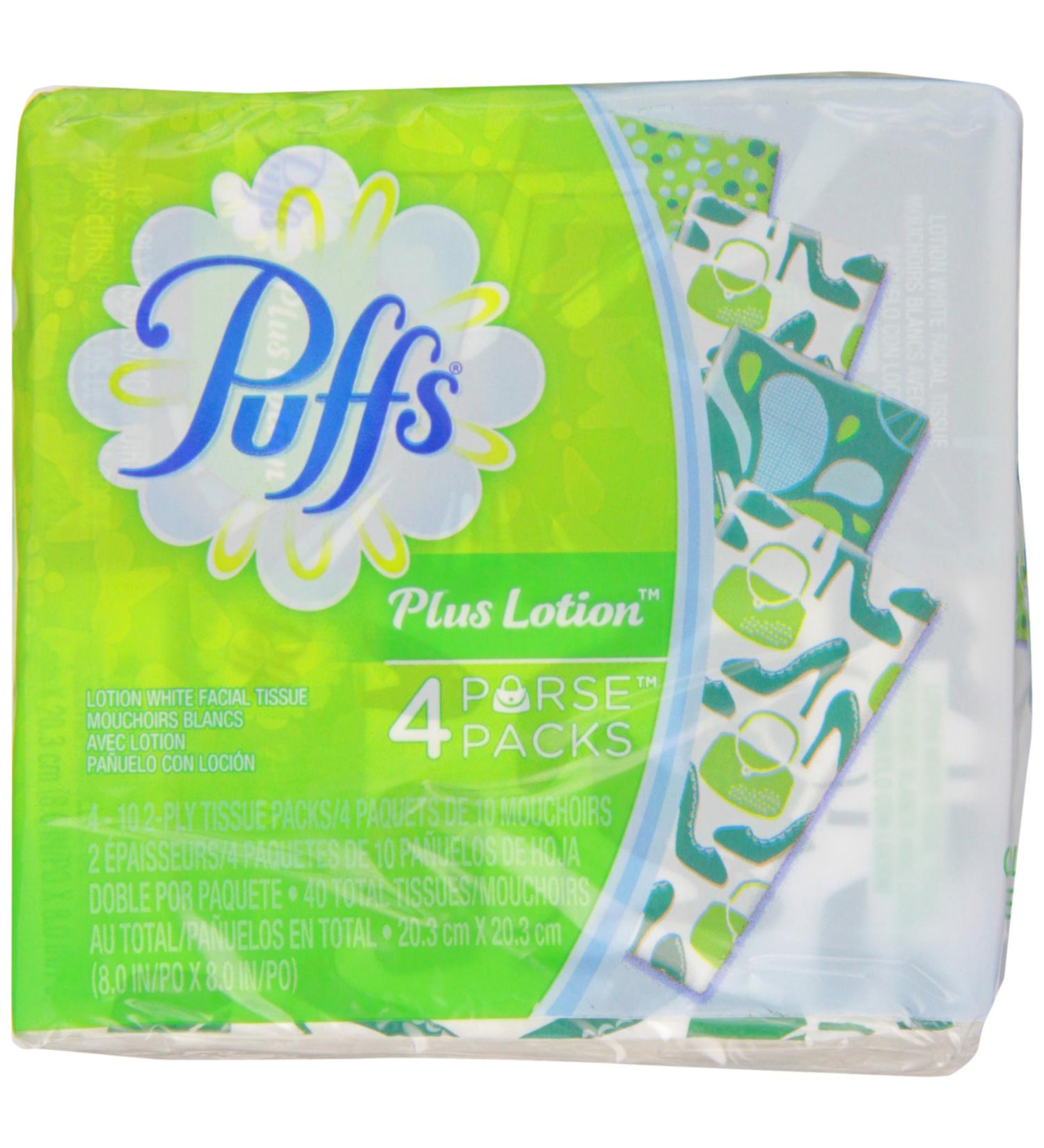 Puffs Plus Lotion Facial Tissues - 4 To-Go Packs, 10 Tissues Per Pack (Pack of 24) - Buy Online on SooperMarket.com