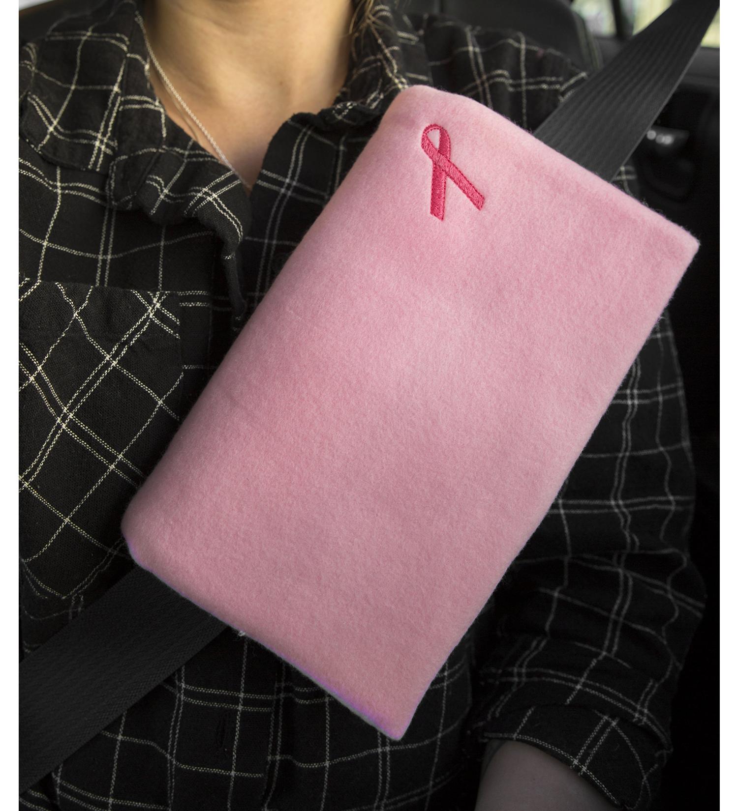 Breast & Chest Buddy - Seatbelt Cushion for Mastectomy & Breast Reconstruction | Solid Pink with Cancer Ribbon - Buy Online on SooperMarket.com