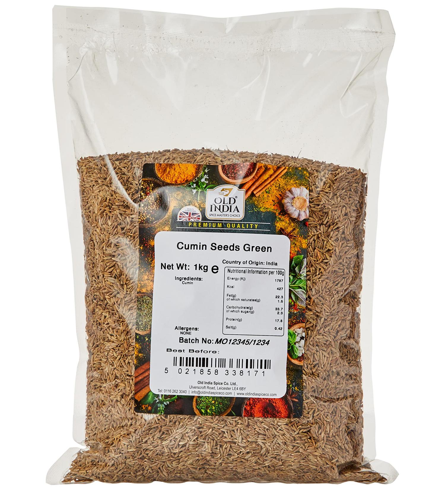 Old India Cumin Seeds Green 1 Kg - Premium Quality Spice for Cooking - Pack of 1 - Buy Online on SooperMarket.com