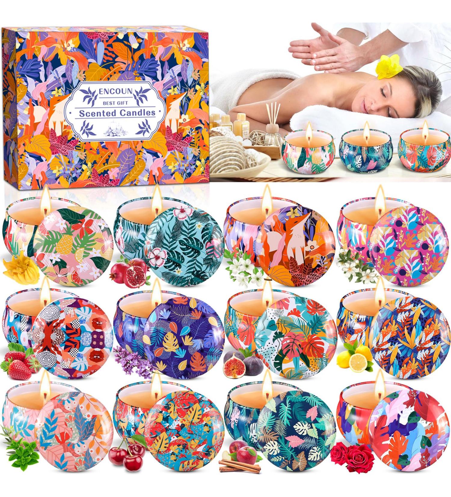 Encoun 12PCs Scented Candle Gift Set - Aromatherapy Soy Wax Candles for Women | Perfect for Mother's Day Birthdays & Special Occasions - Buy Online on SooperMarket.com