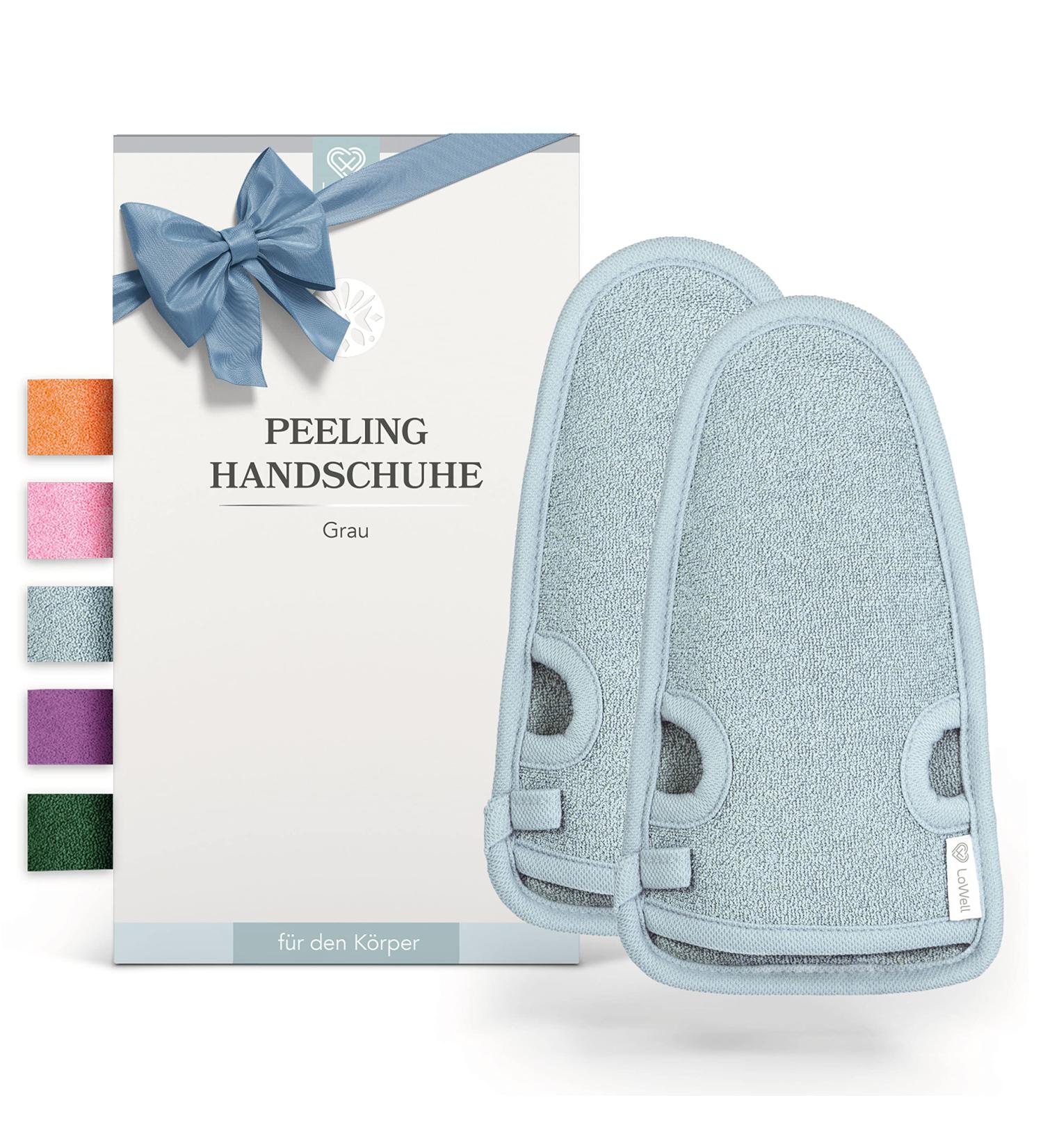 Shop Lowell 2-Piece Exfoliating Peeling Glove Set for Body & Face - Hammam Glove Bonus Peeling Guide & Suction Cups - Gray - Buy Online on SooperMarket.com