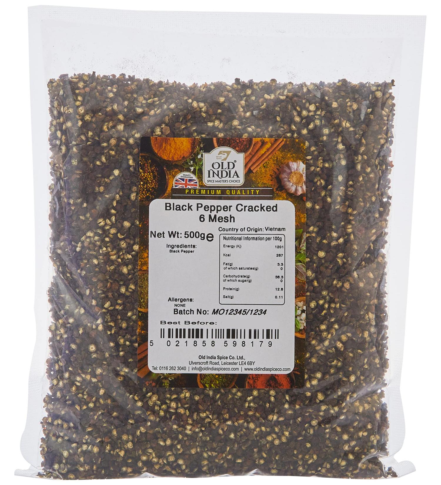 Old India Black Pepper Cracked 6 Mesh 500g - Premium Quality Spice (Pack of 1) - Buy Online on SooperMarket.com