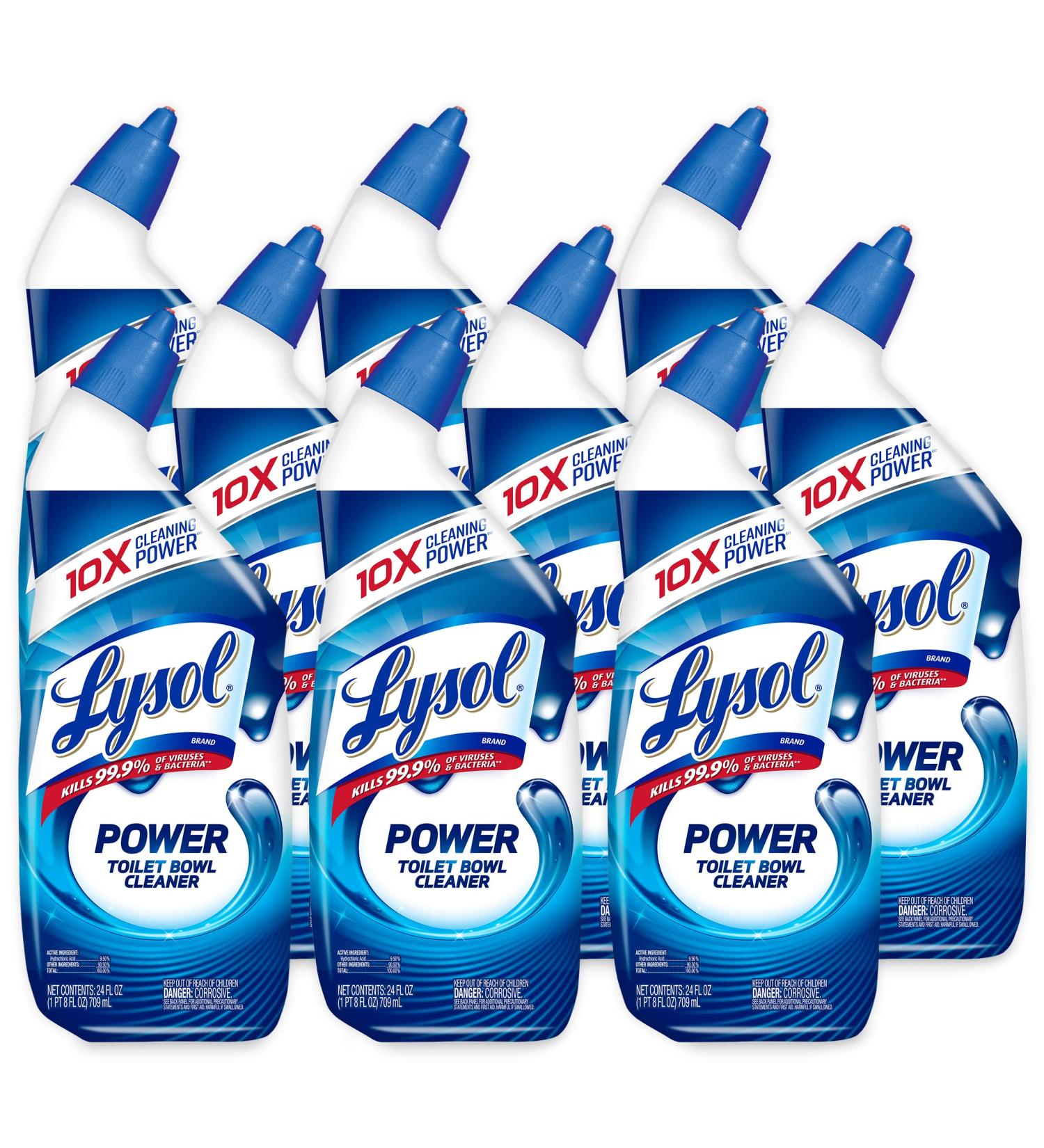 Lysol Power Toilet Bowl Cleaner Gel - 24oz (9 count) | Disinfecting & Stain Removal Formula - Buy Online on SooperMarket.com