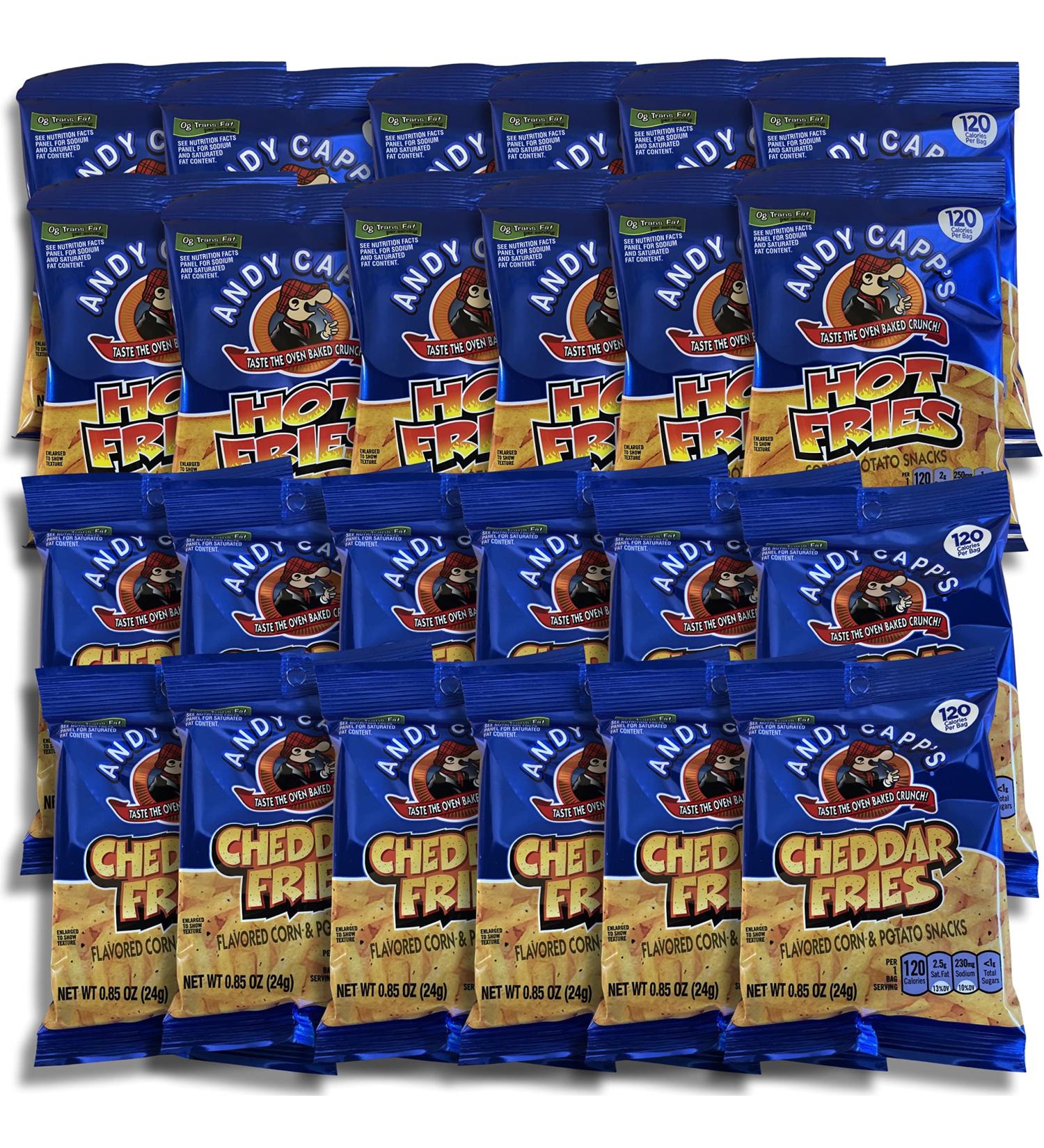 Cheddar & Hot Fries Snacks Value Pack by Tribeca Curations | 120 Cal Packs | 24 Bags Each - Buy Online on SooperMarket.com