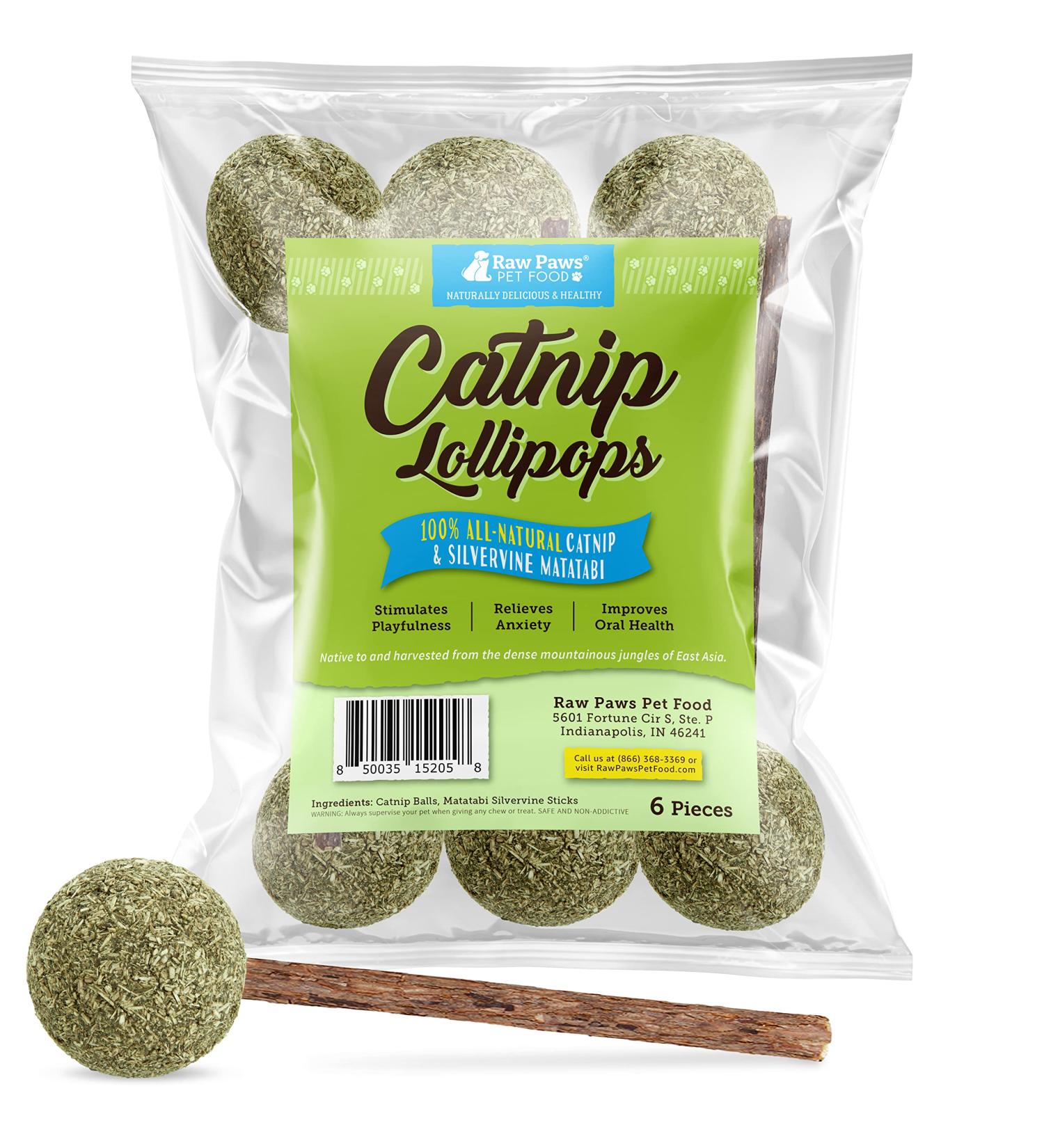Raw Paws Catnip Lollipop (6-Pack) - Catnip Toys for Indoor Cats - Catnip Ball, Silvervine & Matatabi Stick for Cats - Buy Online on SooperMarket.com