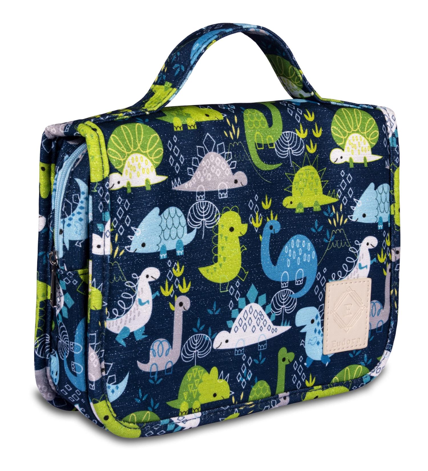 Men's Hanging Travel Toiletry Kit Bag - Waterproof Organizer with Dinosaur Cartoon Design - Blue - Buy Online on SooperMarket.com