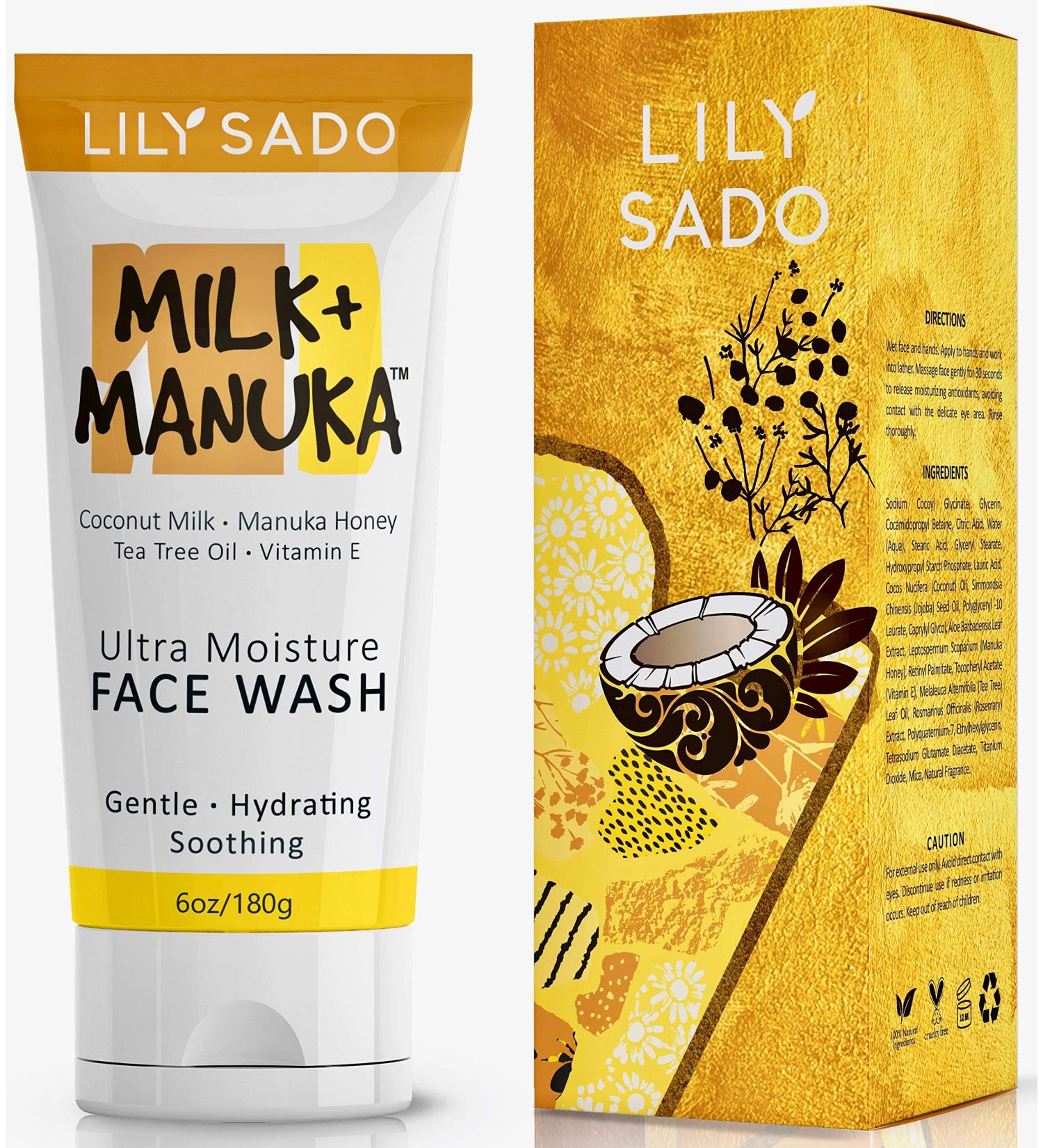 Lily Sado Milk+Manuka Coconut Milk & Manuka Honey Cream Face Cleanser - 5oz | Natural Moisturizing Facial Wash for Acne-Prone Skin - Buy Online on SooperMarket.com