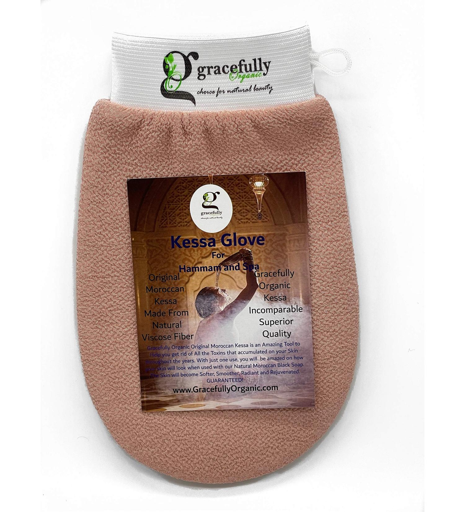 Moroccan Kessa Hammam Spa Scrubbing Glove - Original Two-Layered Design, Superior Quality (Apricot) - Buy Online on SooperMarket.com