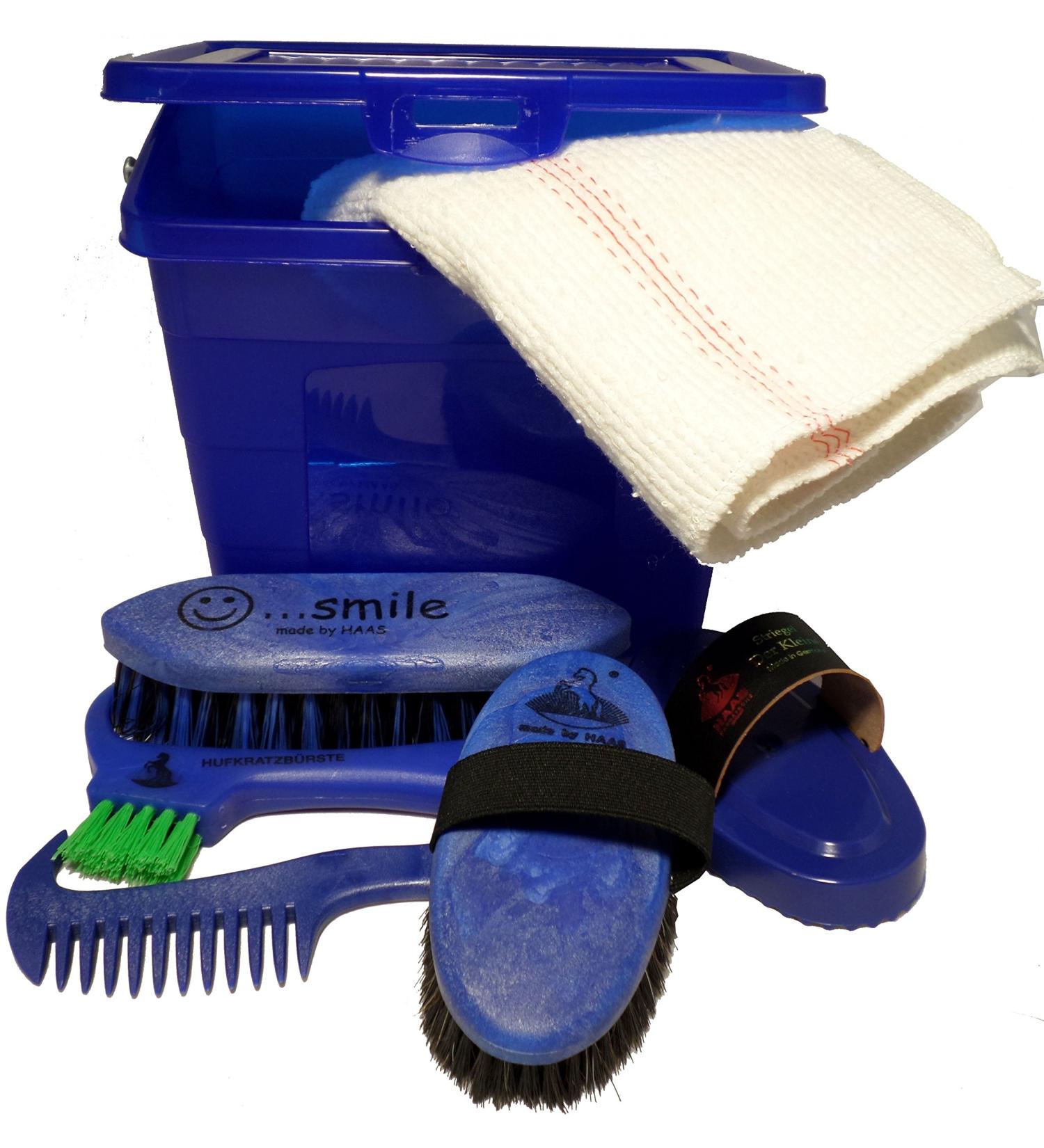HAAS children's grooming box basic equipment for little riders 7-piece blue With grooming box blue