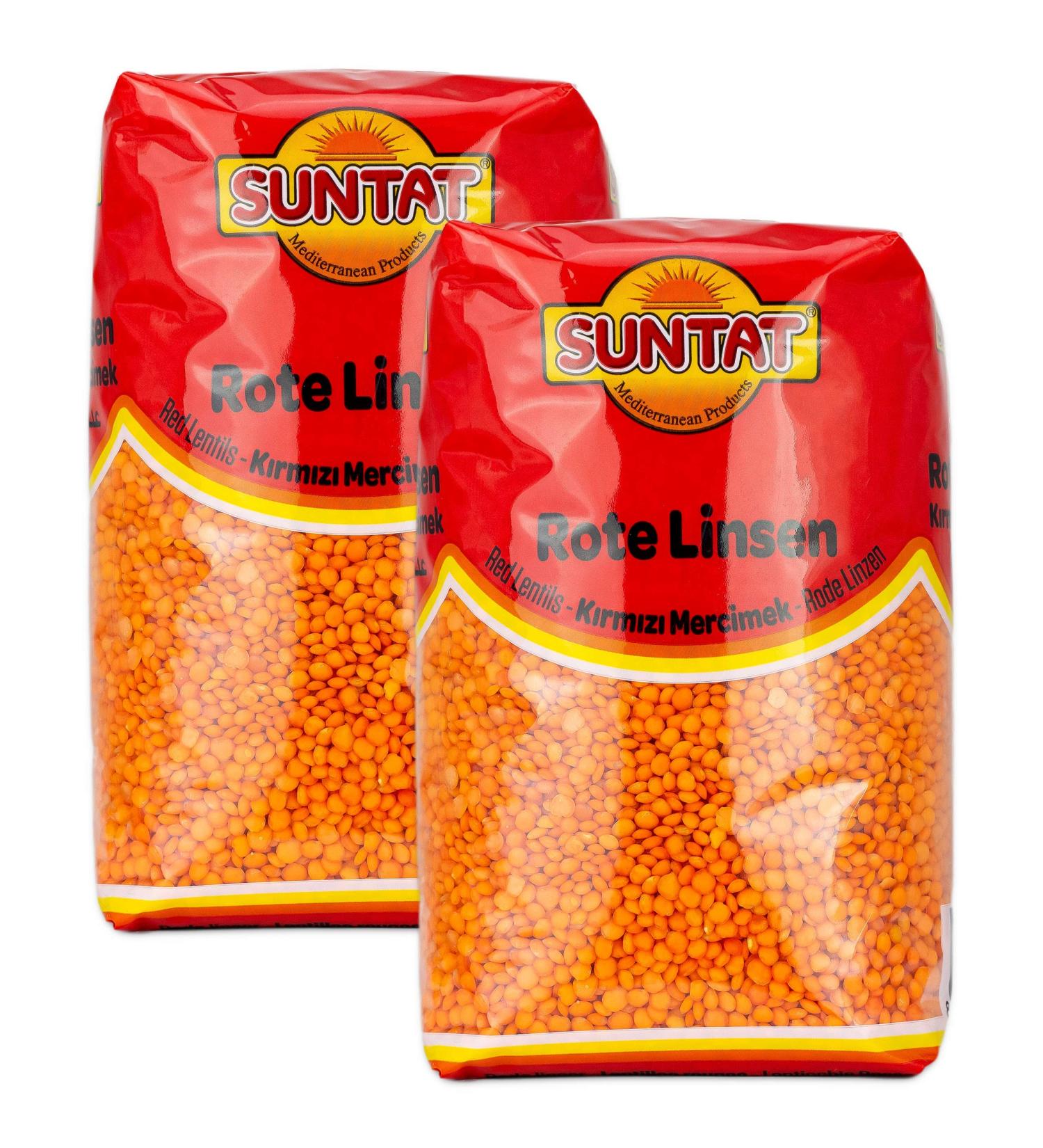 Buy Suntat Oriental Red Lentils from Turkey - Set of 2 x 1 kg (2 kg) - Premium Quality for International Shipping - Buy Online on SooperMarket.com
