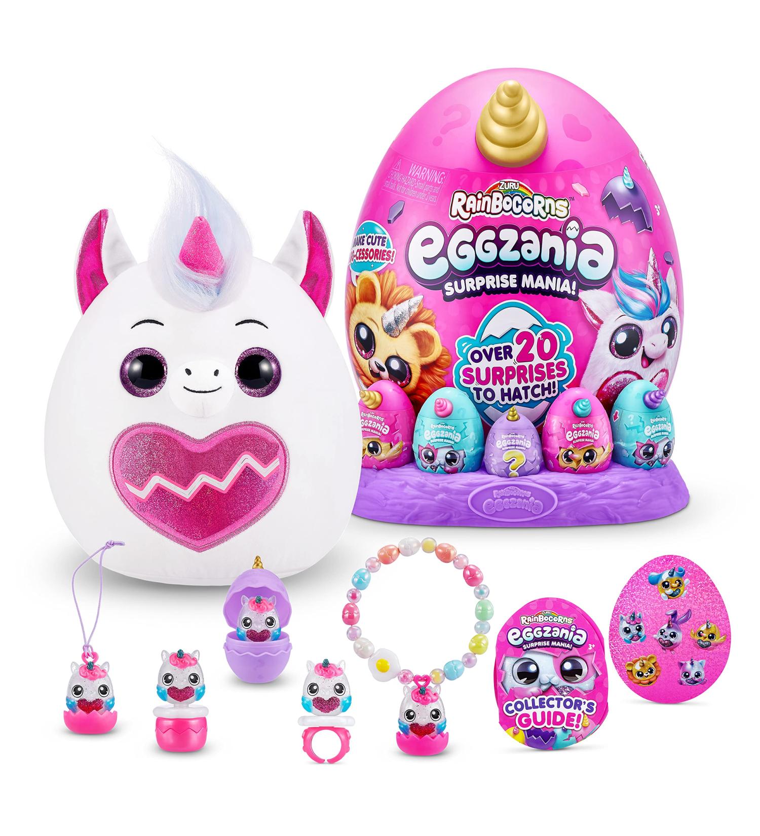 Rainbocorns Eggzania Surprise Mania - Mystic Elle Unicorn Plush with 20+ Surprises - 28 cm Collectible Stuffed Animal with Wearable Accessories - Buy Online on SooperMarket.com