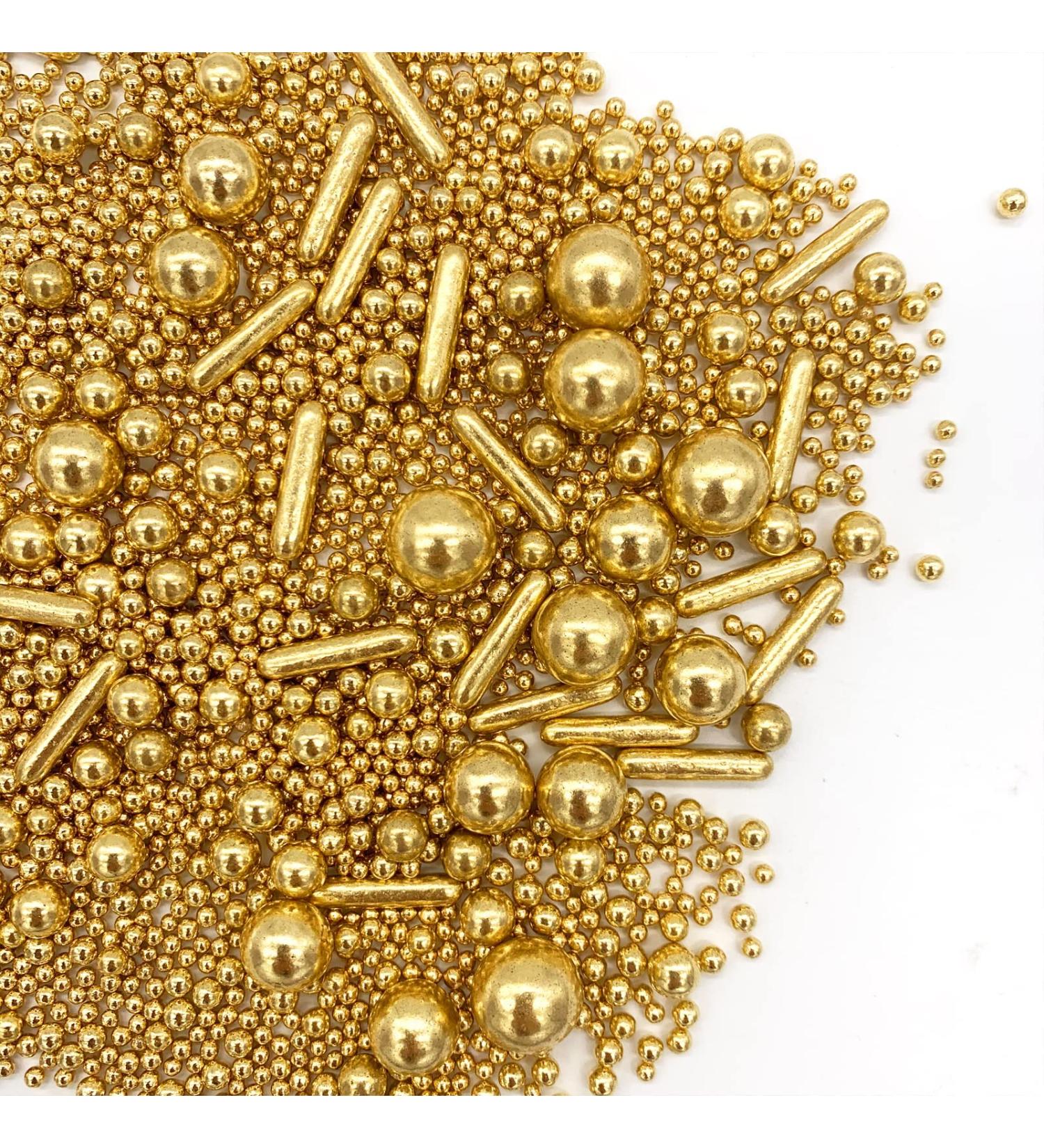 Gold Pearl Sugar Sprinkles Mix for Baking and Decorating - 120g Shaker Jar for Cake, Cupcake, Cookie, Ice Cream, Wedding, Shower, Party Celebrations - Buy Online on SooperMarket.com
