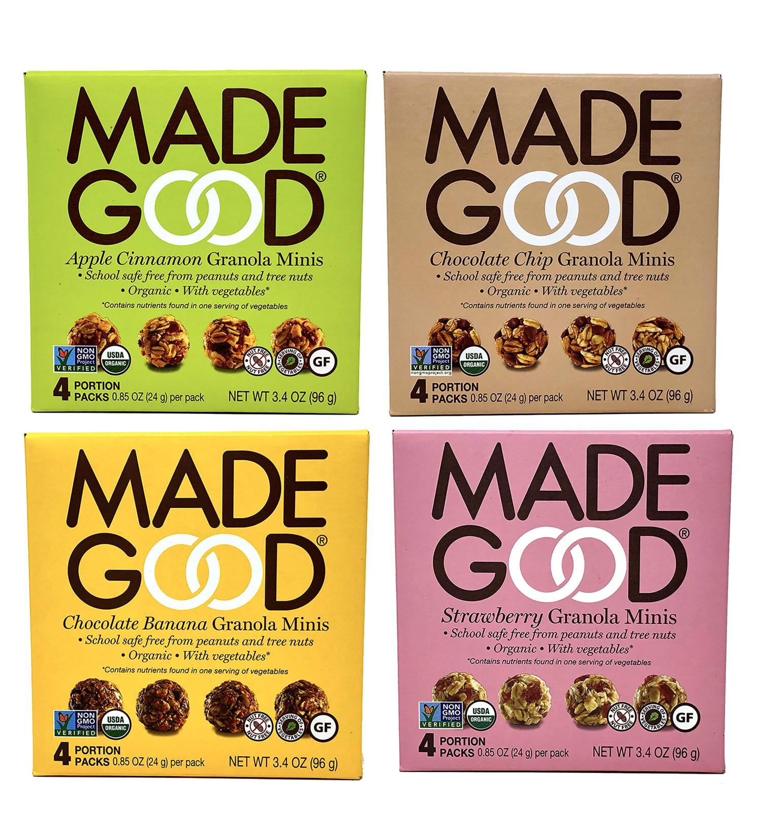 Made Good Organic Granola Minis Variety Pack - 4 Flavors, Nut & Peanut-Free, Gluten-Free, Vegan, Kosher - 16 Portion Packs - Buy Online on SooperMarket.com