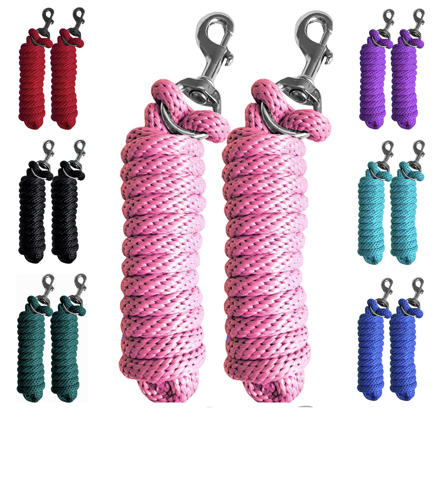 Majestic Ally Pack of 2 Solid Poly Lead Rope for Horses & Livestock 10 Foot Long and 5/8 inch Thick - Replaceable Heavy-Duty Bolt Snap Handmade Soft Broken in Feel (Pink) Pink 10 feet long - Buy Online on SooperMarket.com