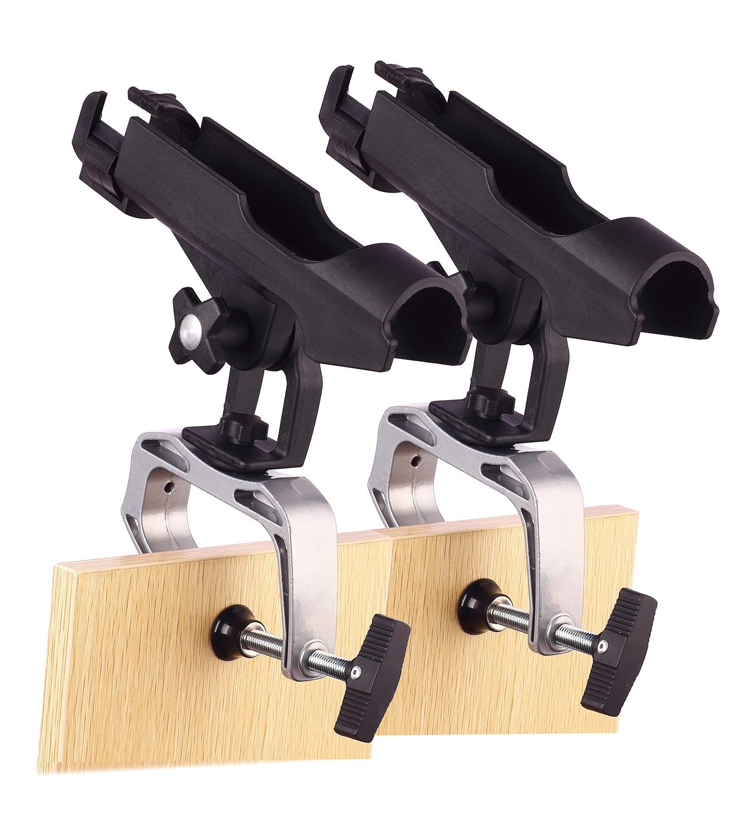 Fishing Boat Rod Holder 2 Pack - 360 Adjustable Large Clamp Opening Foldable Fishing Rod Stand - Buy Online on SooperMarket.com