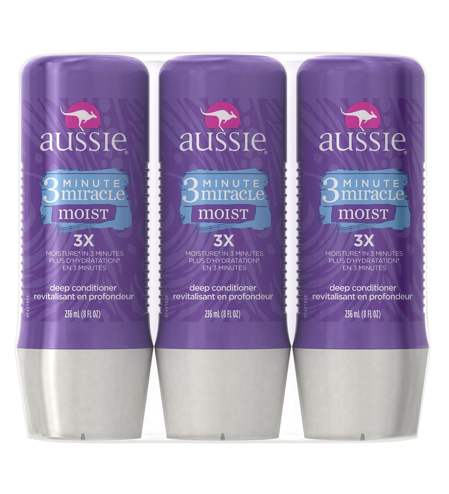 Aussie 3 Minute Miracle Moist Deep Conditioning Treatment - 8 fl oz (Pack of 3) - Detangler & Deep Conditioner - Buy Online on SooperMarket.com