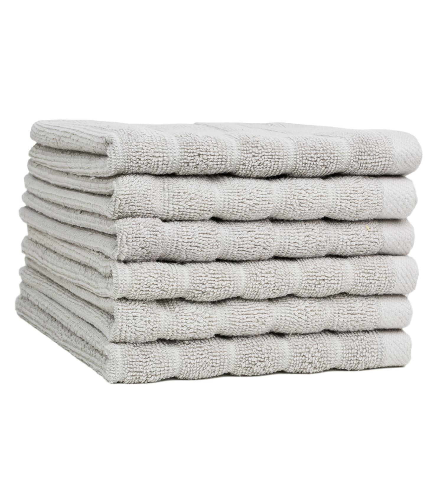 Luxurious 6 Pack Soft Hotel & Spa Quality 100% Cotton Washcloth Face Towels Set - Grey 12x12 inch - Buy Online on SooperMarket.com