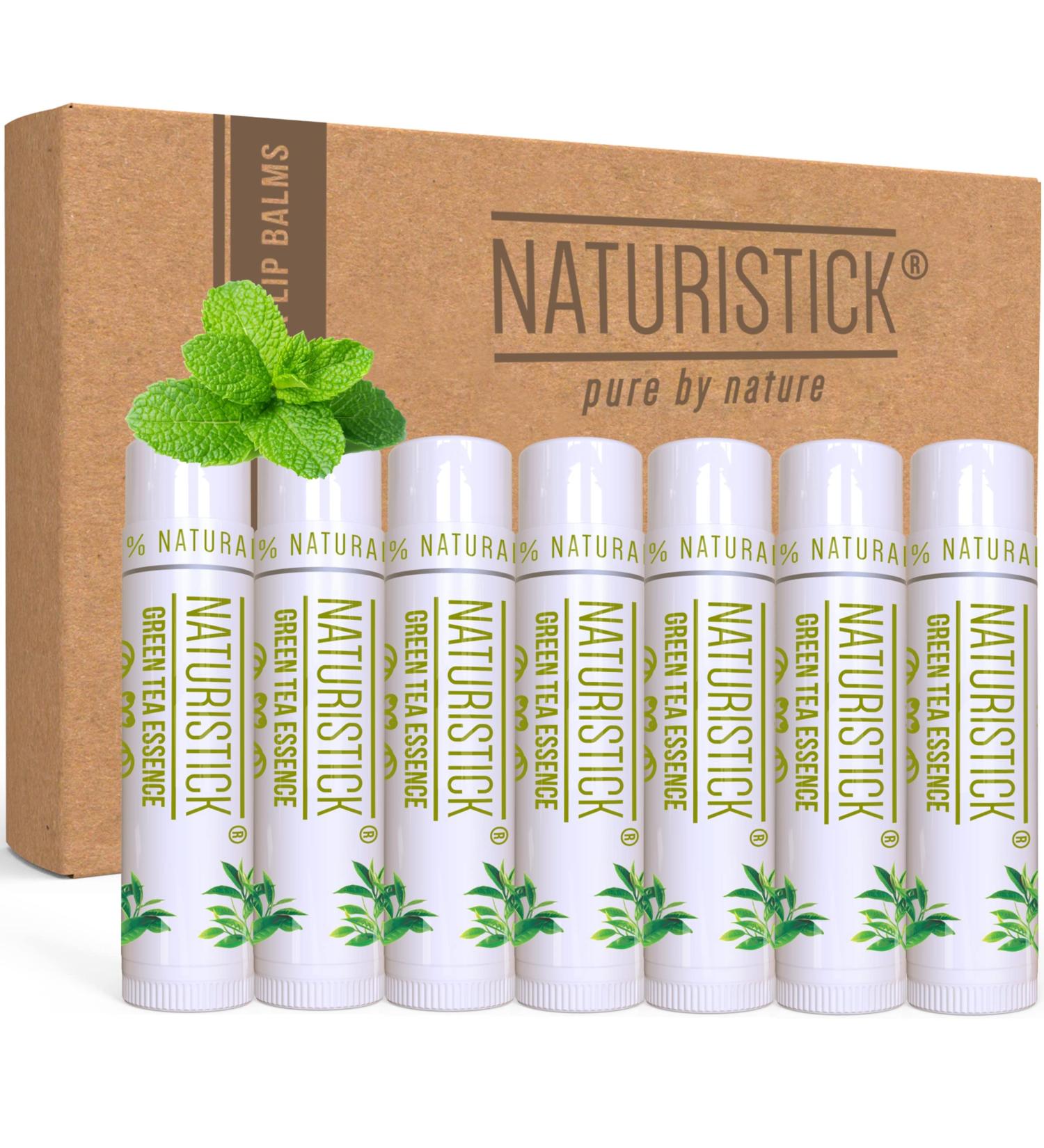 7-Pack Green Tea Lip Balm Gift Set by Naturistick - 100% Natural Ingredients - Best Beeswax Chapstick for Dry Chapped Lips - Made in USA - Buy Online on SooperMarket.com