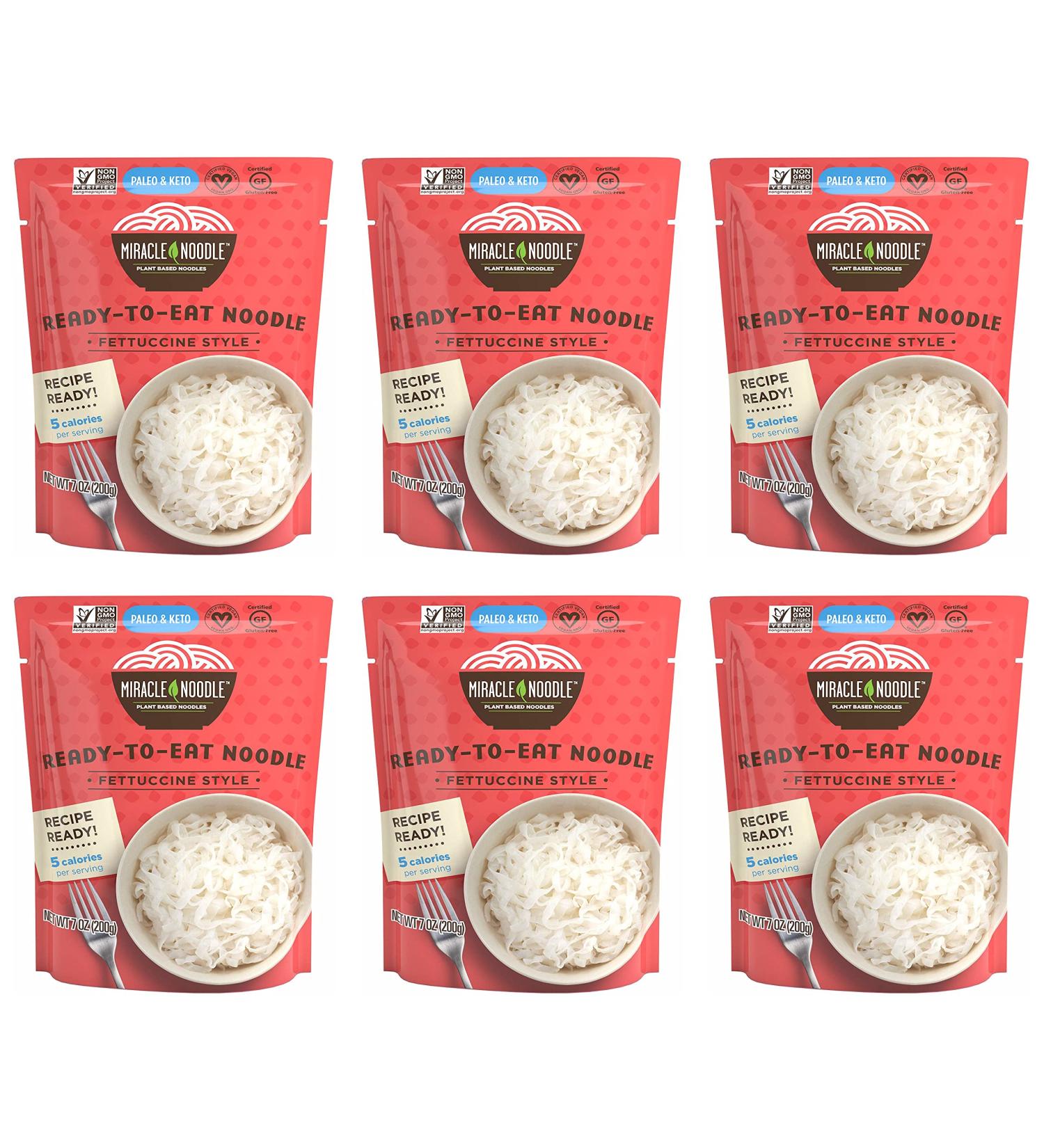 Miracle Noodle Fettuccine Shirataki Noodles  Ready To Eat Konjac Noodle - Keto Friendly  Paleo  Vegan  Gluten Free  Low Carb  Low Calorie  Soy Free  Miracle Noodles - 7 Ounce (Pack Of 6) - Buy Online on SooperMarket.com