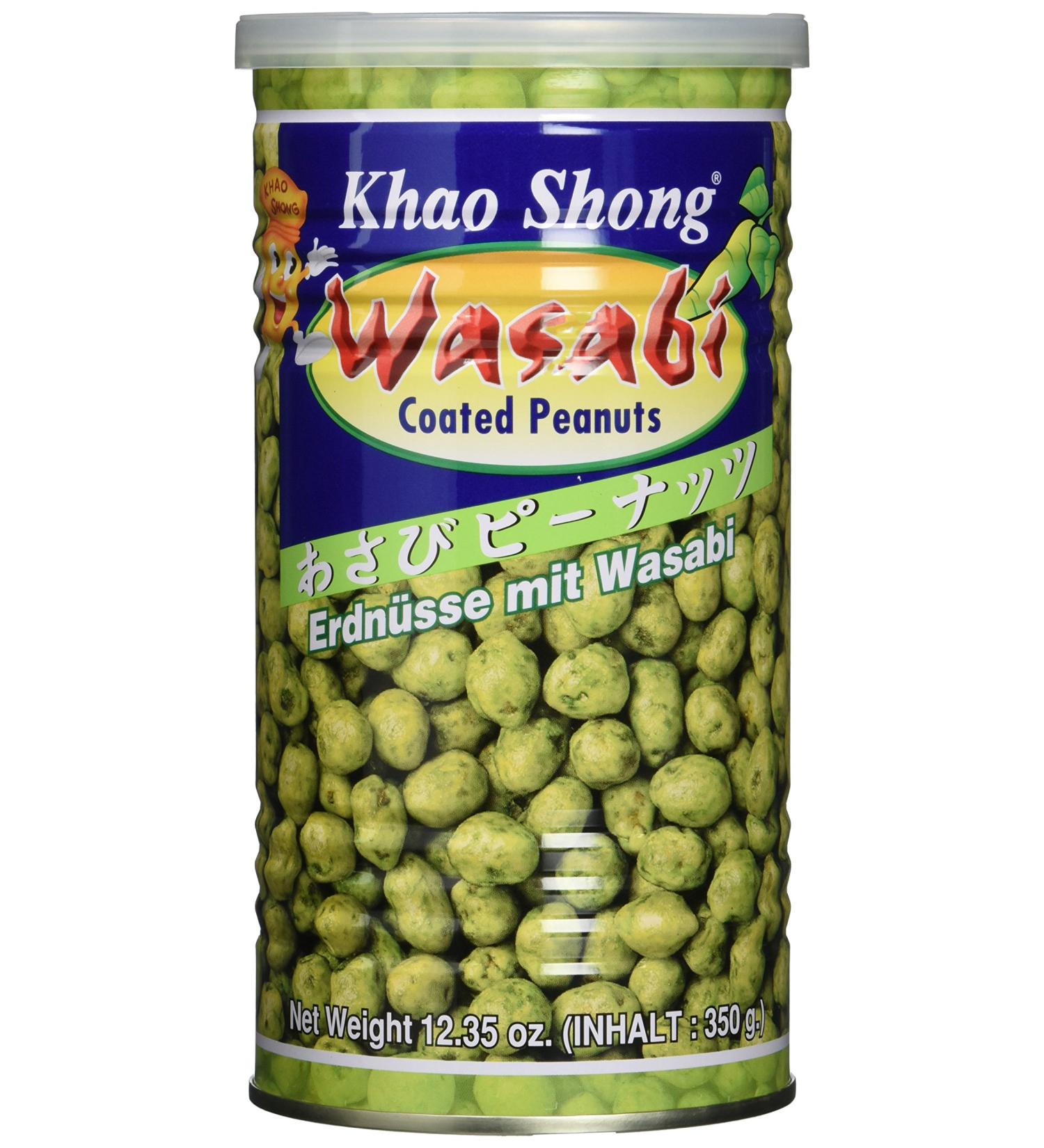 Khao Shong Wasabi Peanuts - Crispy Snack (350g Can) | Medium Sharpness Perfect for On-the-Go - Buy Online on SooperMarket.com