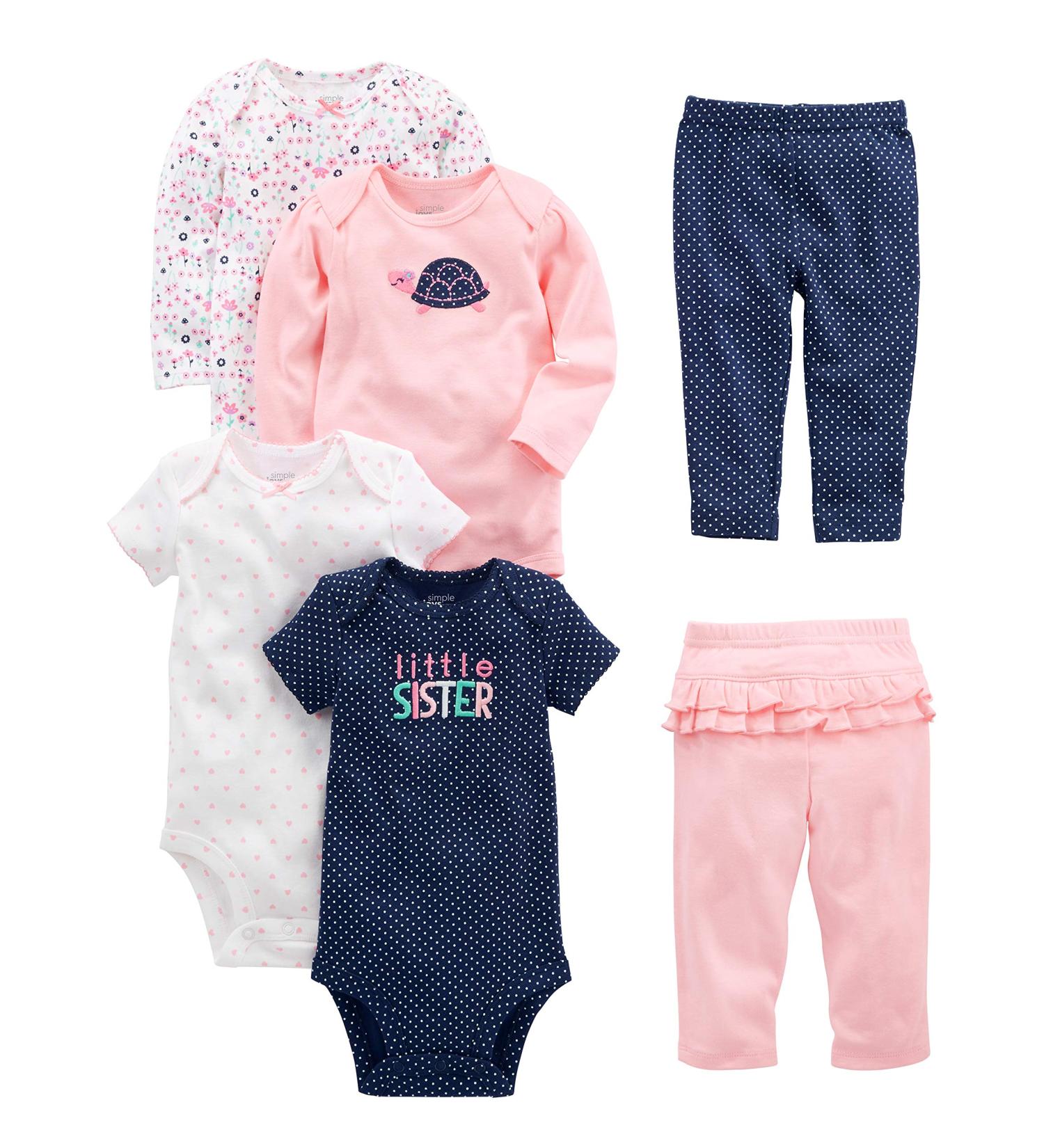 Simple Joys by Carter's Baby Girls' Pants Set - 18 Months - Multicolour/Dots/Floral/Hearts/Turtle - Buy Online on SooperMarket.com