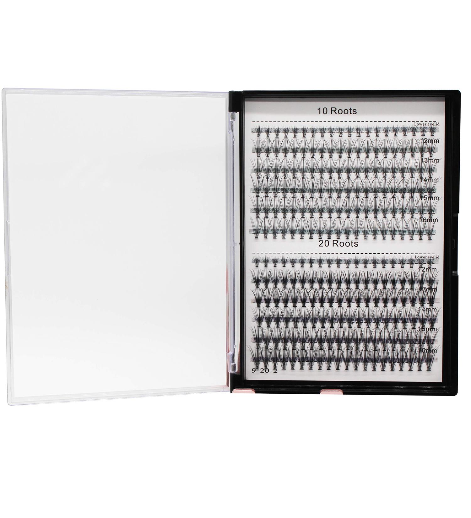 Bodermincer 240pcs C Curl 10D/20D Cluster Eyelashes Mixed, 0.07mm /0.10 mm Mixed,8/9/10/11/12mm,10/11/12/13/14mm,12/13/14/15/16mm/14/15/16/17/18mm/16/17/18/19/20mm and Under Eyelashes Mixed Professional Makeup Individual C…