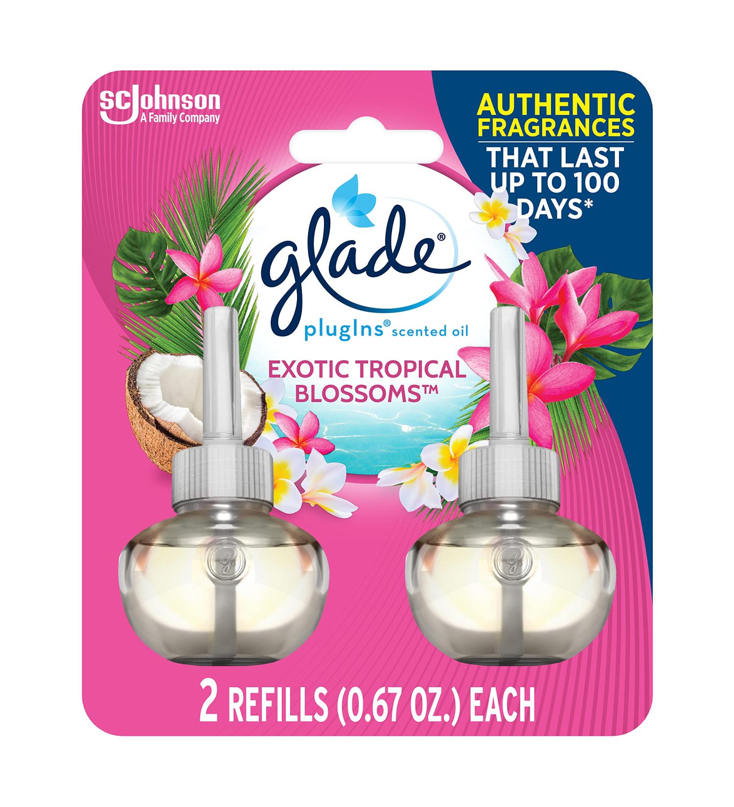 Glade PlugIns Refills Air Freshener - Exotic Tropical Blossoms Scent - 1.34 Fl Oz (2 Count) - Buy Online on SooperMarket.com