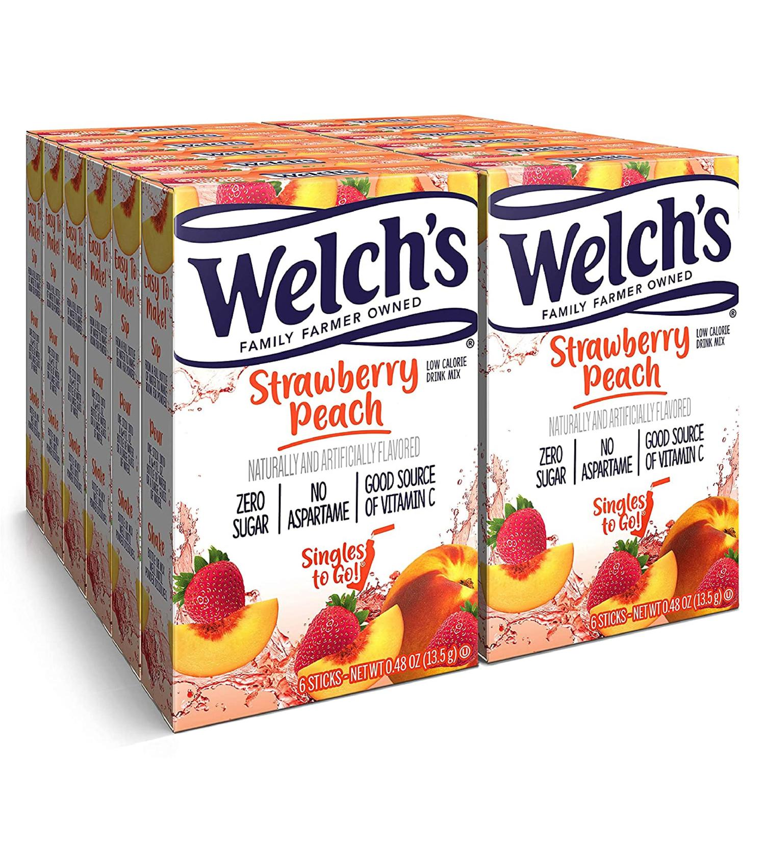 Welch's Singles To Go Water Drink Mix - Powder Sticks  Strawberry Peach  0.48 Ounce (Pack of 12) - Buy Online on SooperMarket.com