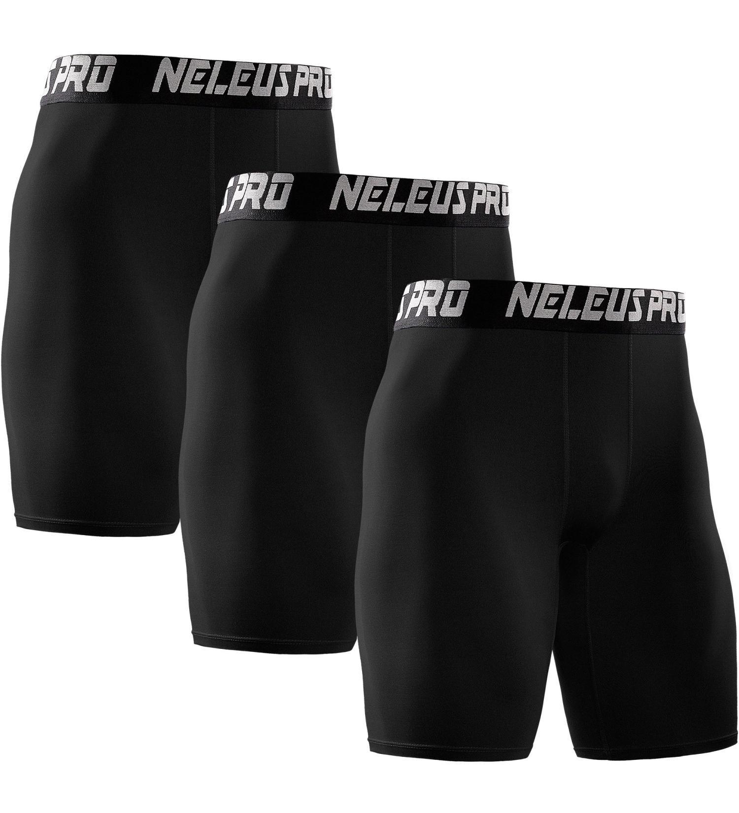 NELEUS Men's 3-Pack Performance Compression Shorts Large 6028 - Black - Buy Online on SooperMarket.com