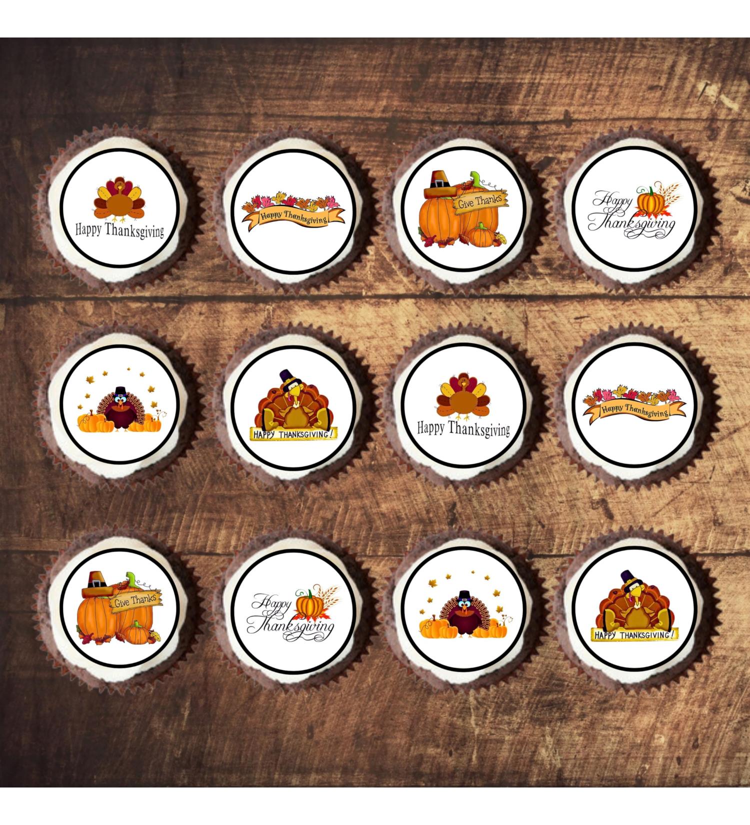 PRECUT Thanksgiving Cupcake Toppers Edible Thanksgiving Mini Cake Decorations - Edible Fall Party Decorations Thanksgiving Cake Topper Edible Pumpkin Cake Decorations (24) - Buy Online on SooperMarket.com
