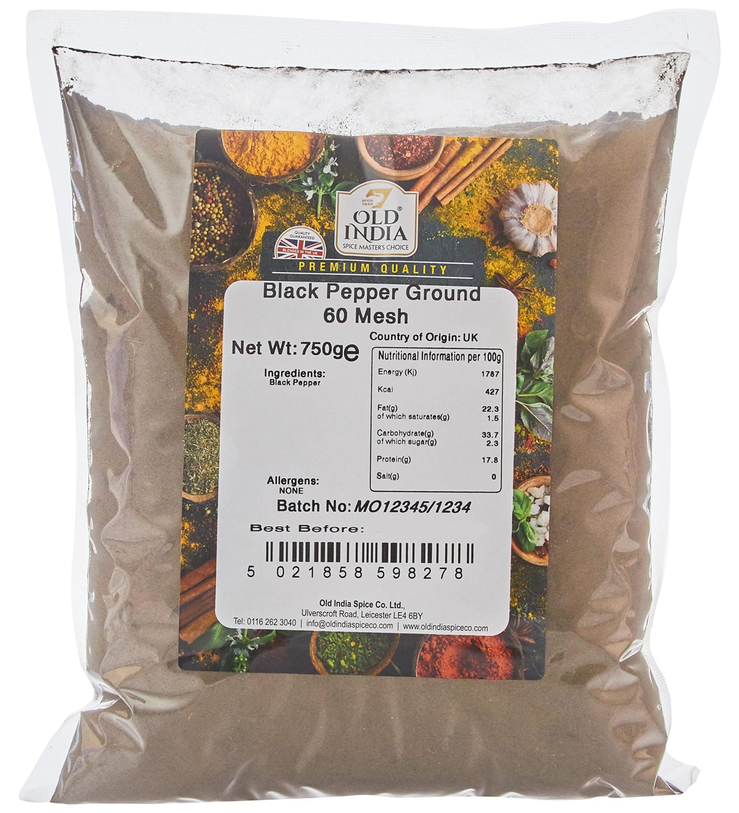 Old India Black Pepper Ground 60 Mesh 750g - Premium Quality Spice (Pack of 1) - Buy Online on SooperMarket.com