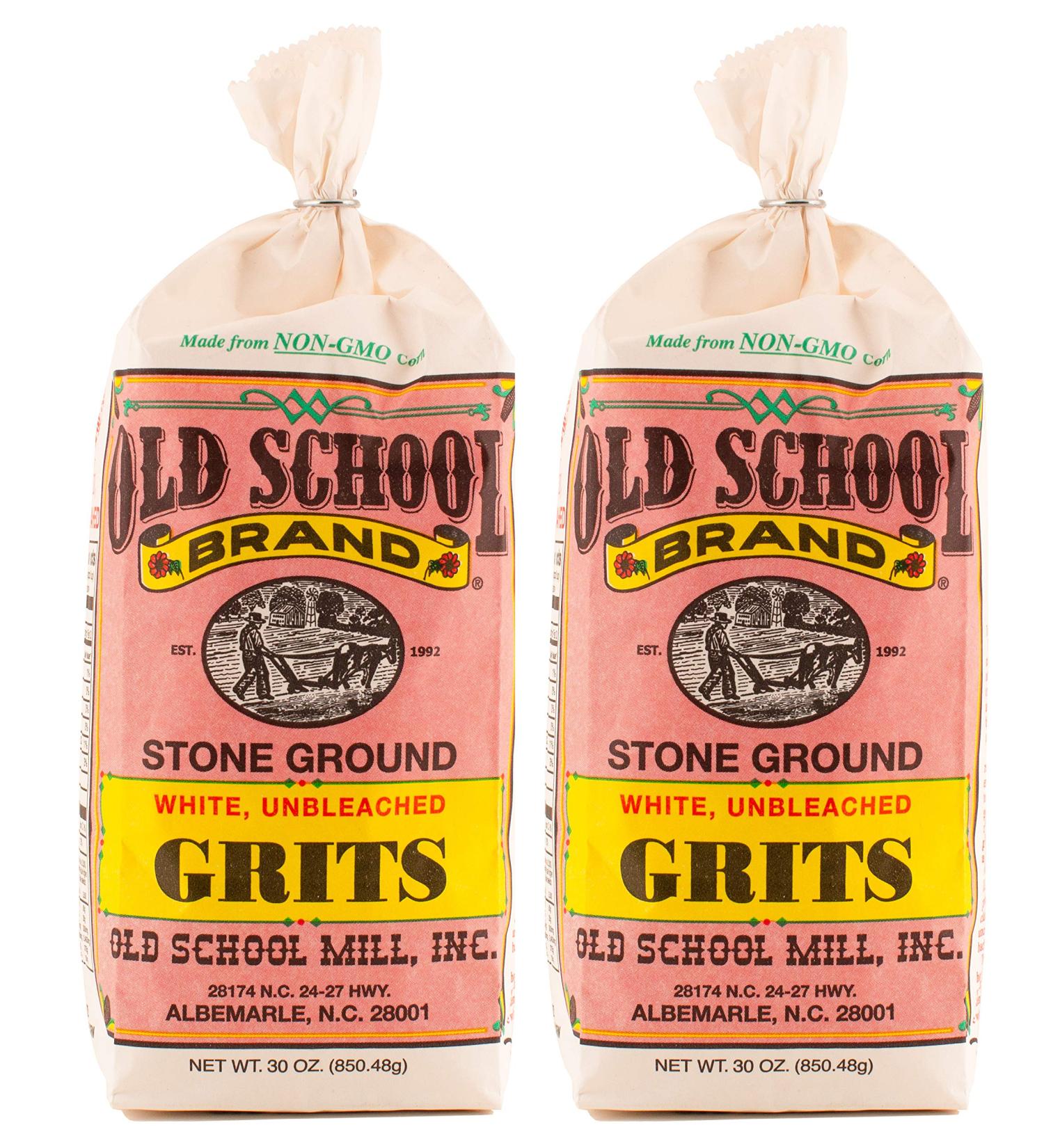 Old School Brand Stone Ground White Corn Grits - Non-GMO 30oz Bags (2 Pack) - Buy Online on SooperMarket.com