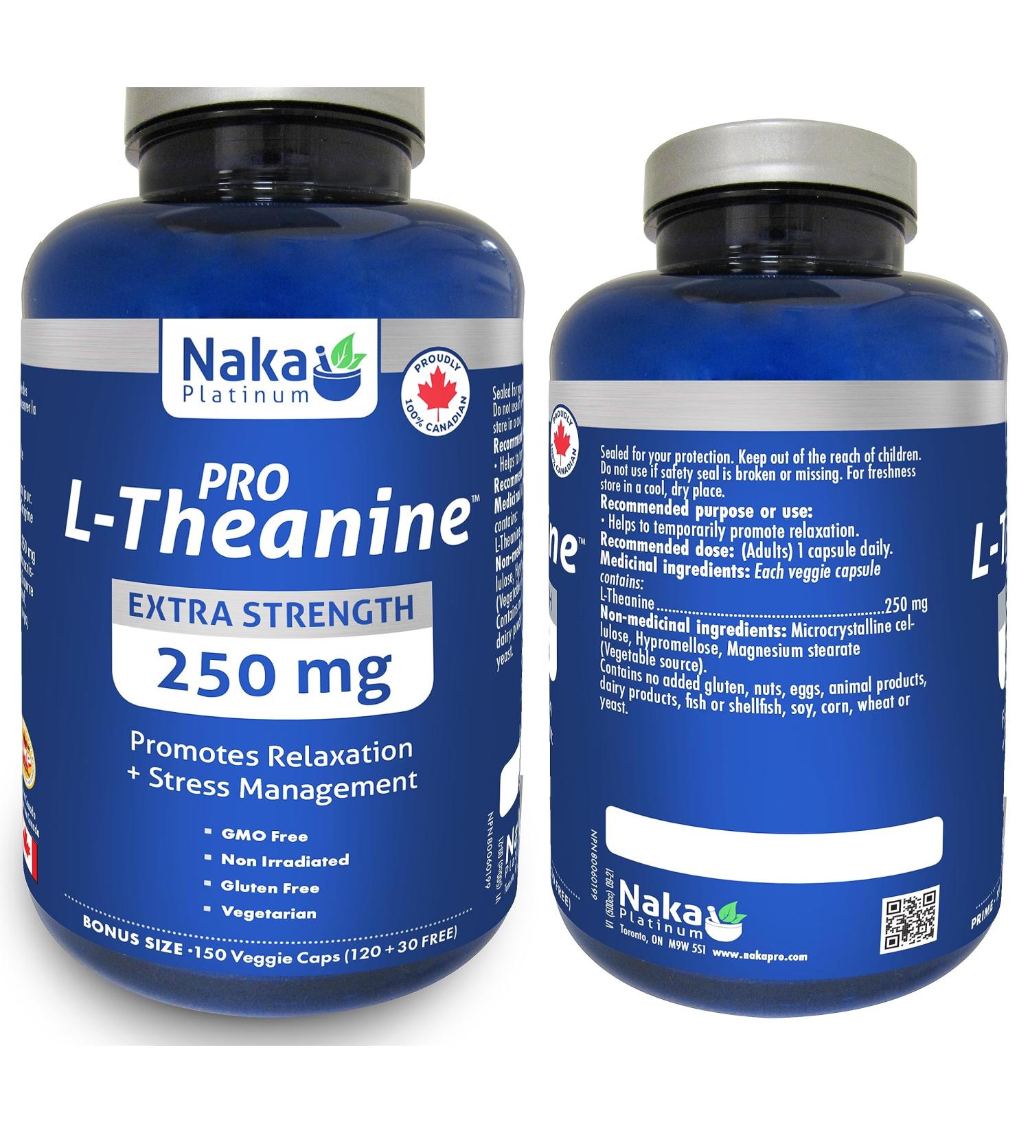 Naka Platinum PRO L-Theanine 250 mg Promotes Relaxation BONUS SIZE 150 Veggie Caps (120+30 FREE) 150 count (Pack of 1) - Buy Online on SooperMarket.com