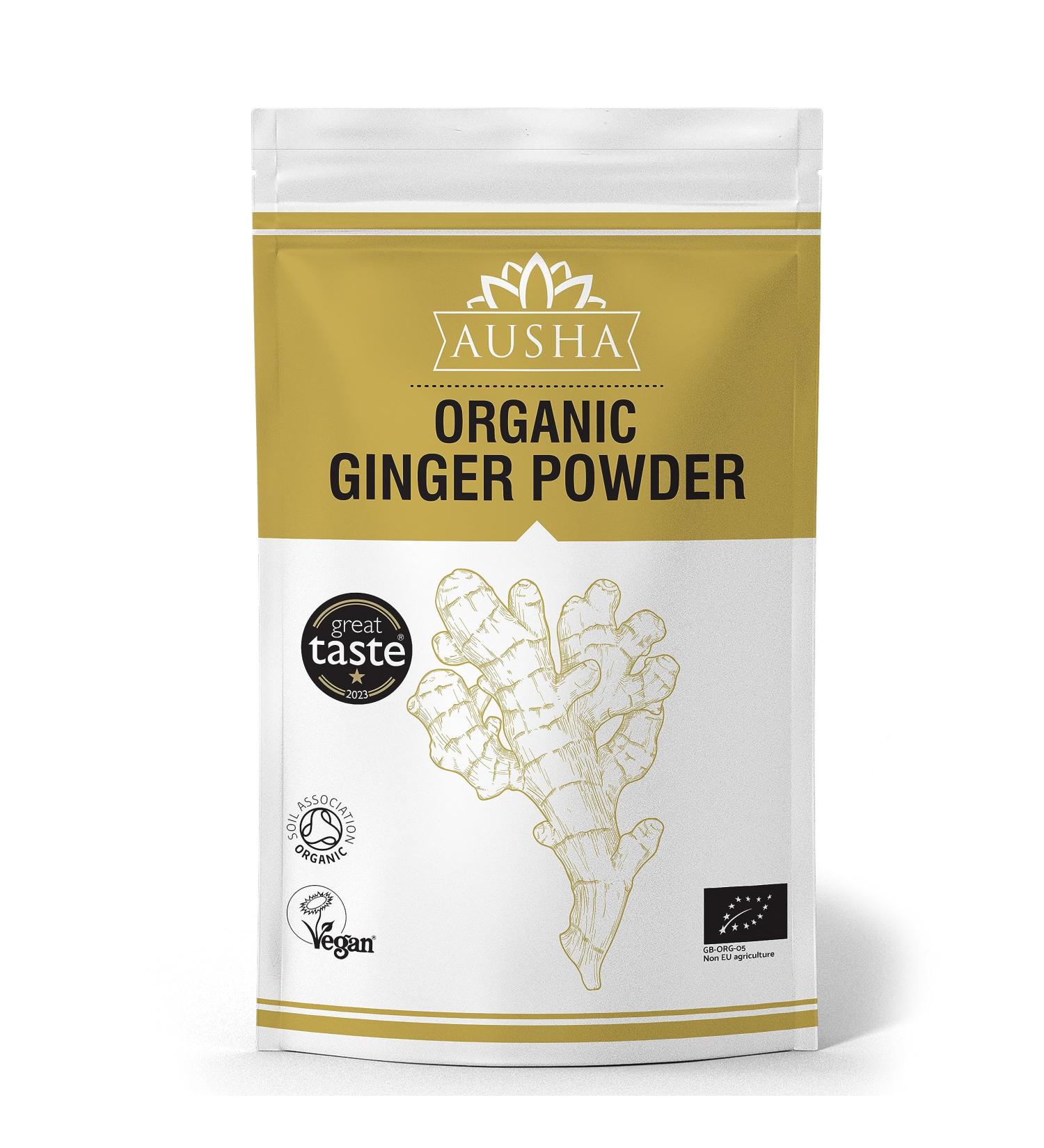 Ausha Organic Ginger Powder - 100g | Ground Ginger for Cooking, Immunity & Digestion - Buy Online on SooperMarket.com