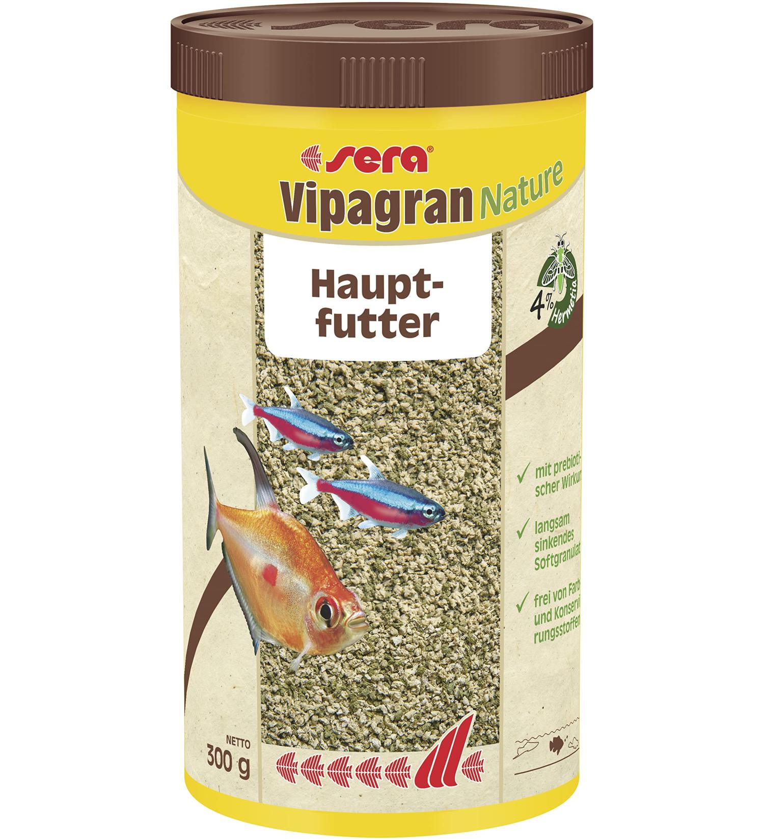 Sera Vipagran Nature 1000 ml - High-Quality Insect Flour Fish Feed | Soft Granulate for Small-Mouth Fish | Healthy Growth & Strong Development | No Colors or Preservatives - Buy Online on SooperMarket.com
