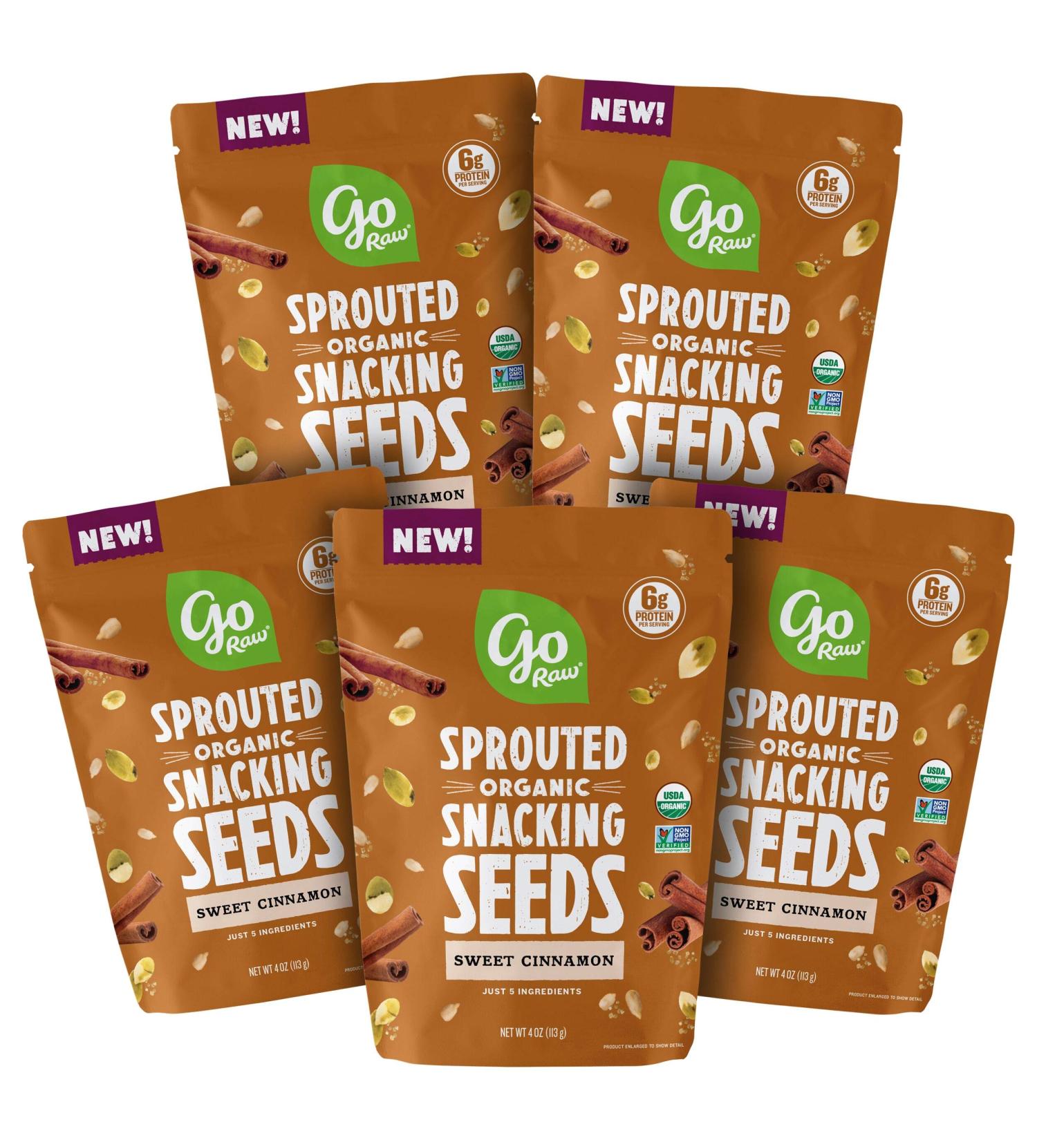 Go Raw Sweet Cinnamon Pumpkin & Sunflower Seed Snack Mix 4 oz Bags Pack of 5 - Keto, Vegan, Gluten Free, Organic Superfood - Buy Online on SooperMarket.com
